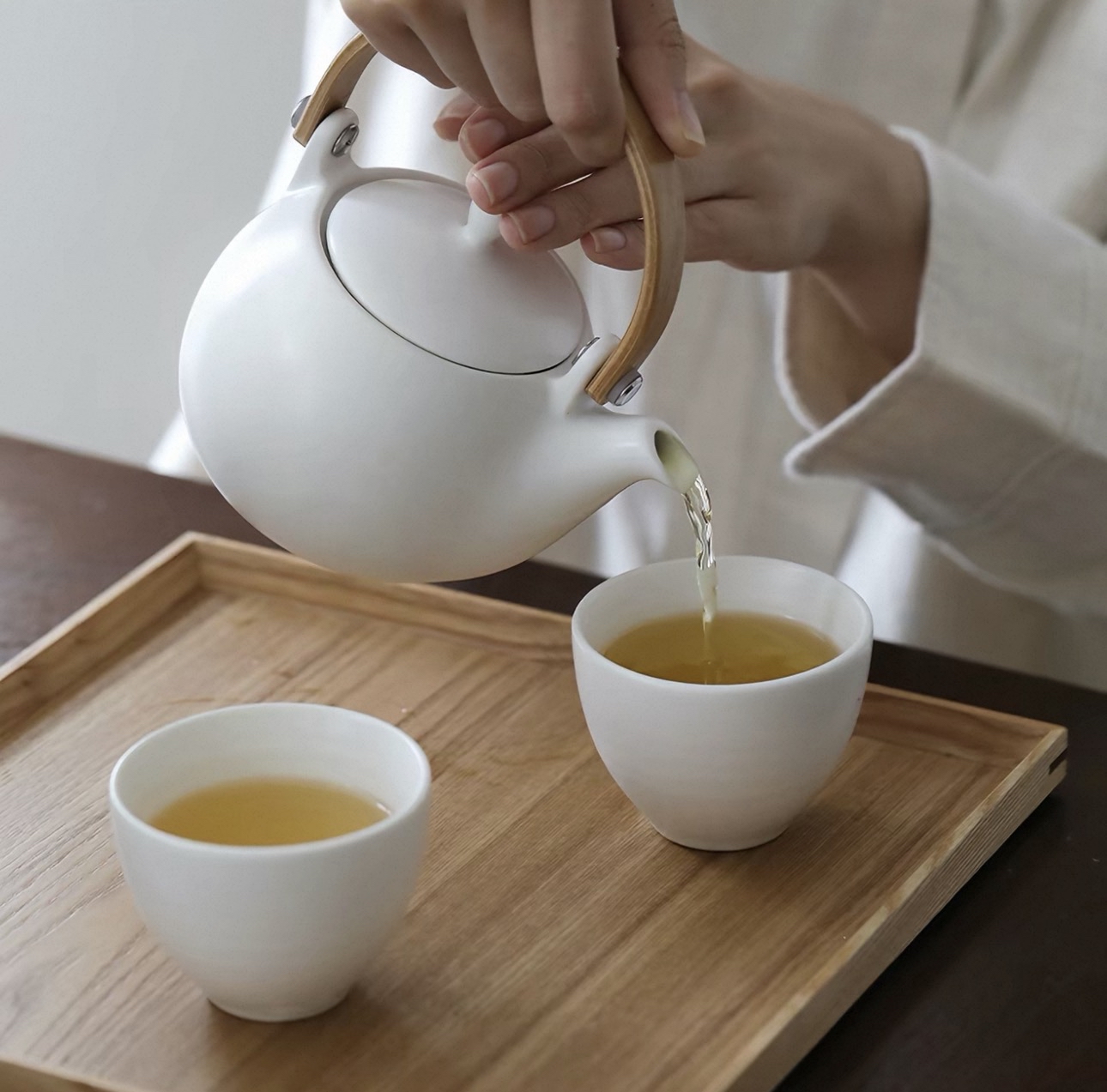 日本霜山白瓷茶壺套裝