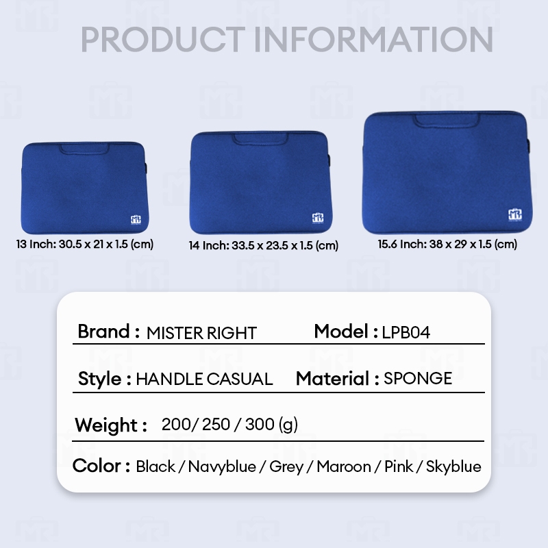 11 - 15.6 Inch Mister Right Handle Sponge Laptop Sleeve