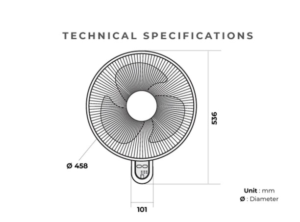KDK M40MS  3-speed Wall Fan with Remote Control (40cm/16”)