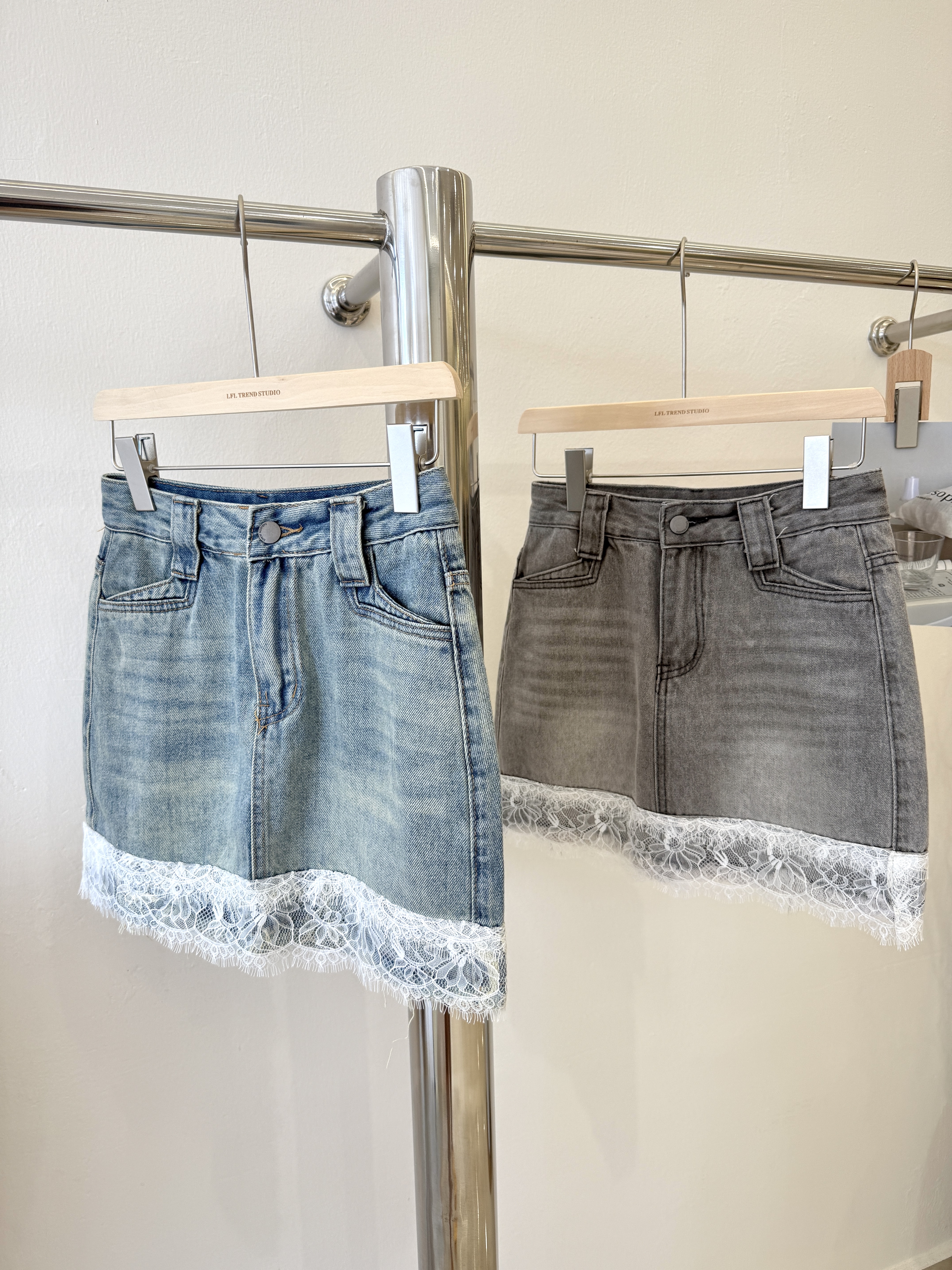 6207 爆款蕾丝牛仔短裙