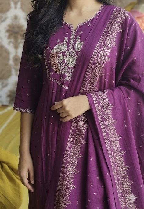 Purple Embroidered Kurta set