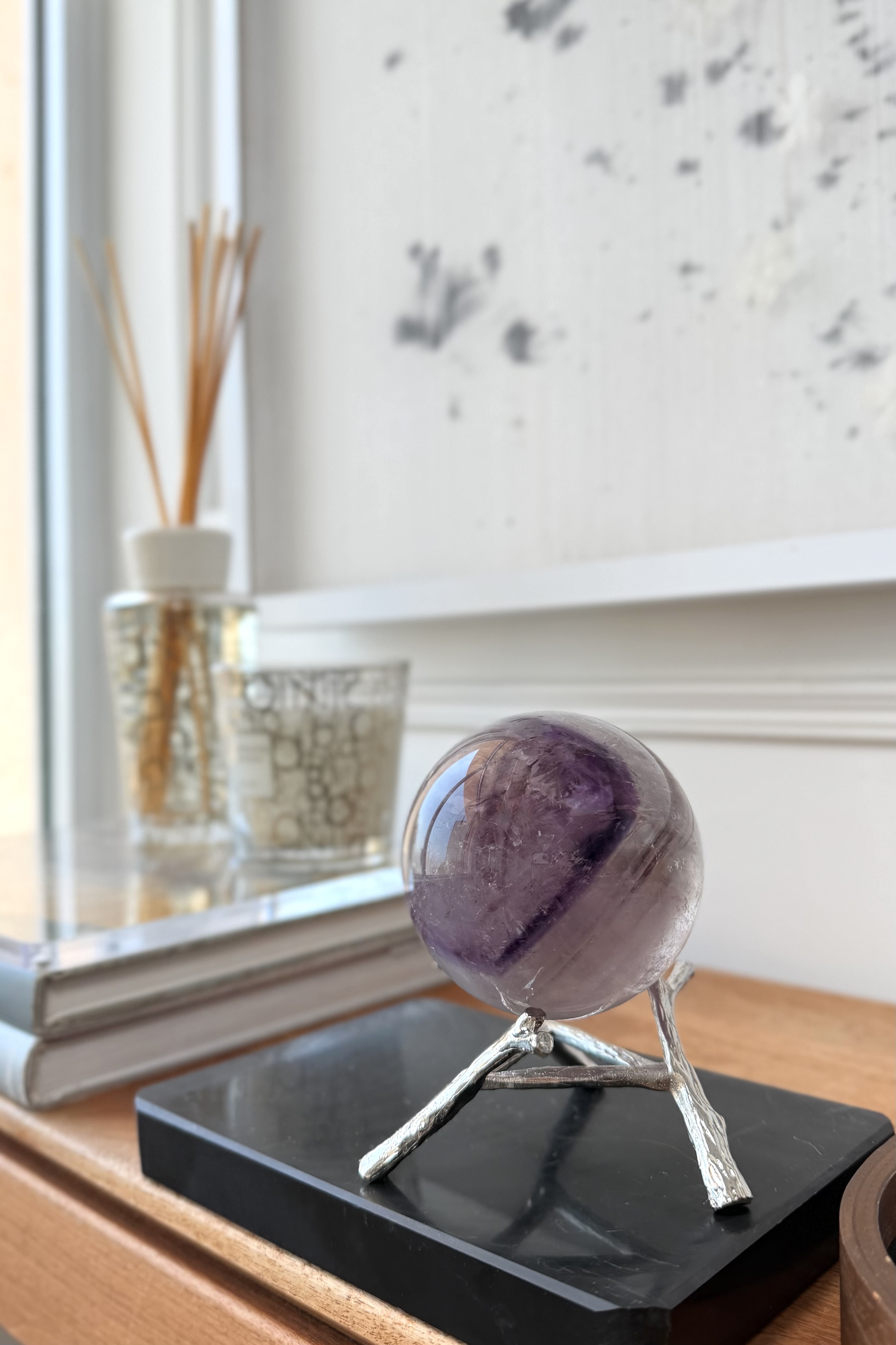 ༒ 7.4cm千層紋紫白雙色水晶球༒ AM.a081C19G5ss-RA26*7SA