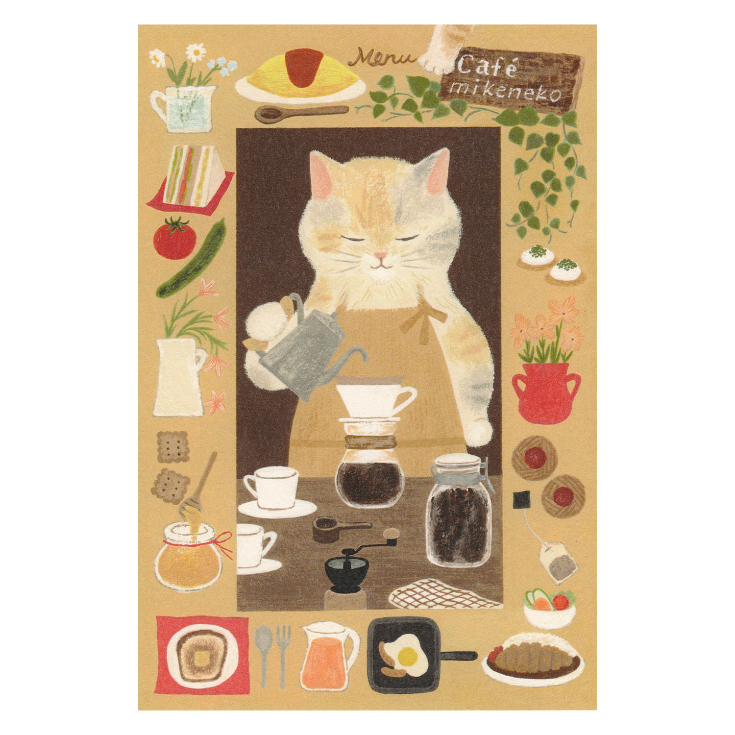 4legs - 明信片 (淺啡色咖啡師貓咪款)