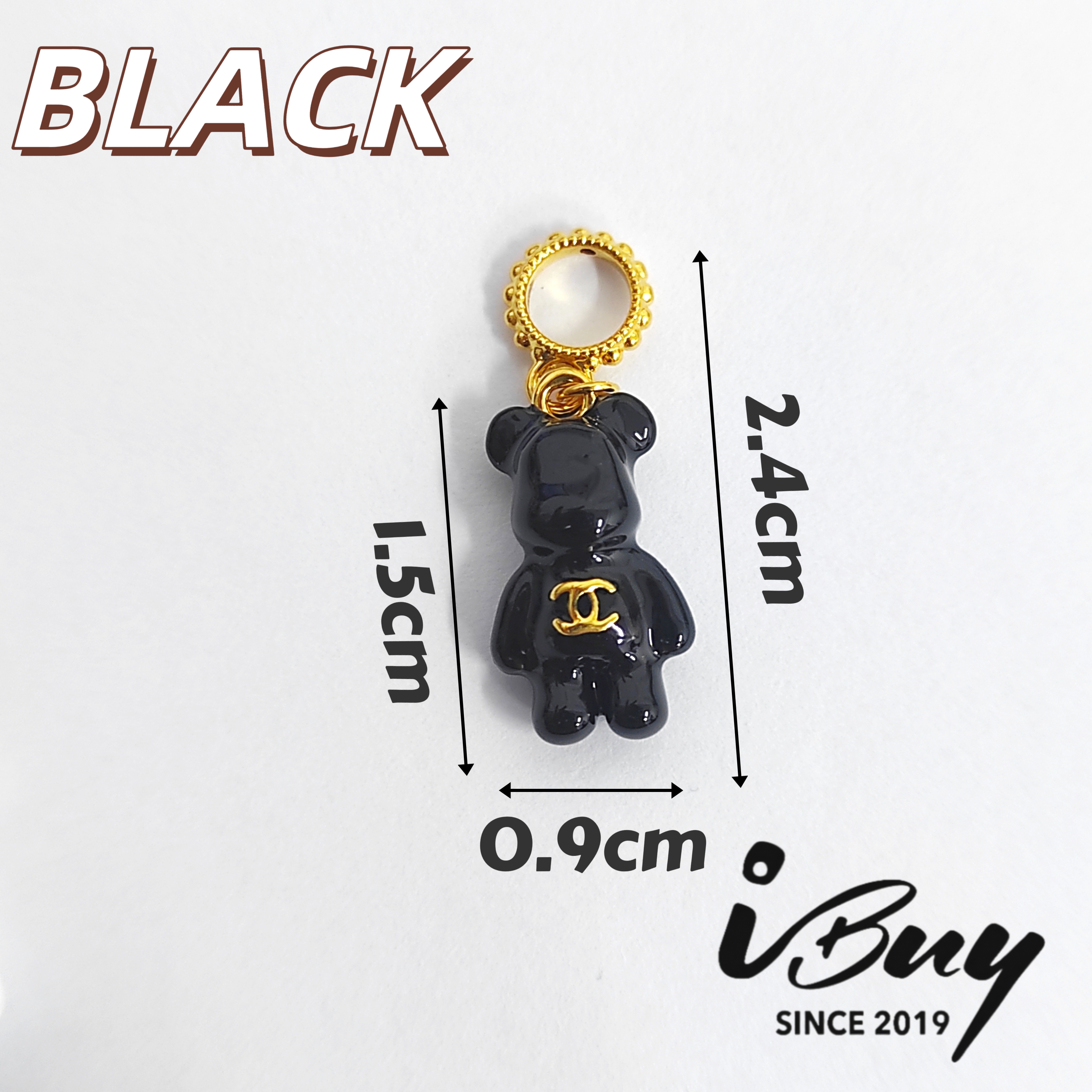 916 HARD GOLD C C BEAR CHARM BEAD 916硬金 双C熊串咀