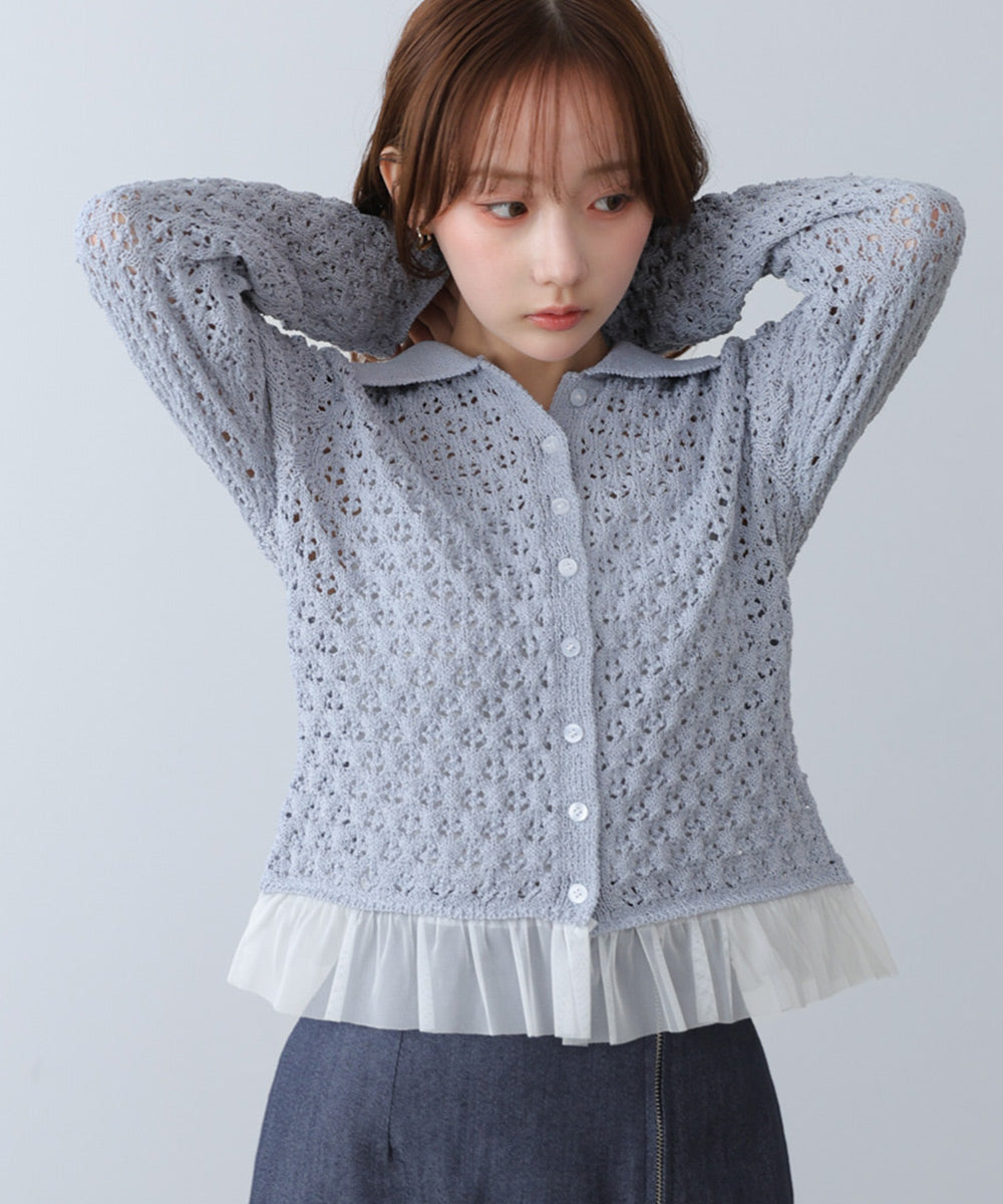<JP> 編織鏤空薄紗cardigan * 2色入 <預購>
