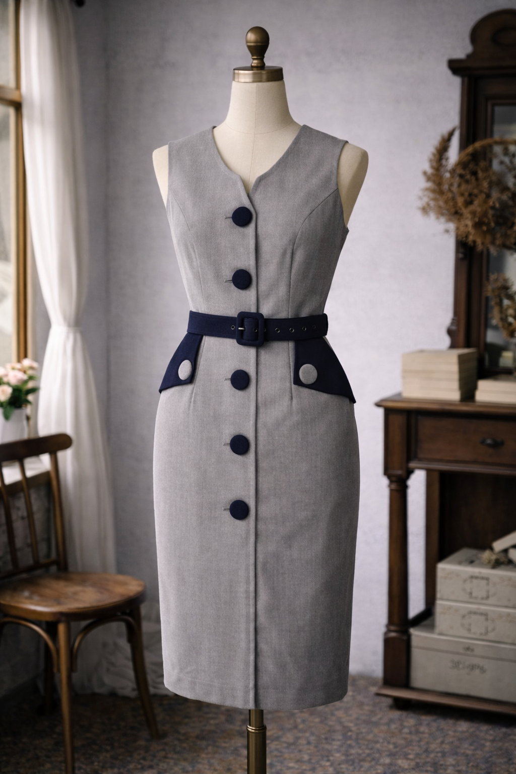 Madison Avenue Elegance  – 1950s Tailored Pencil Dress (FM227)