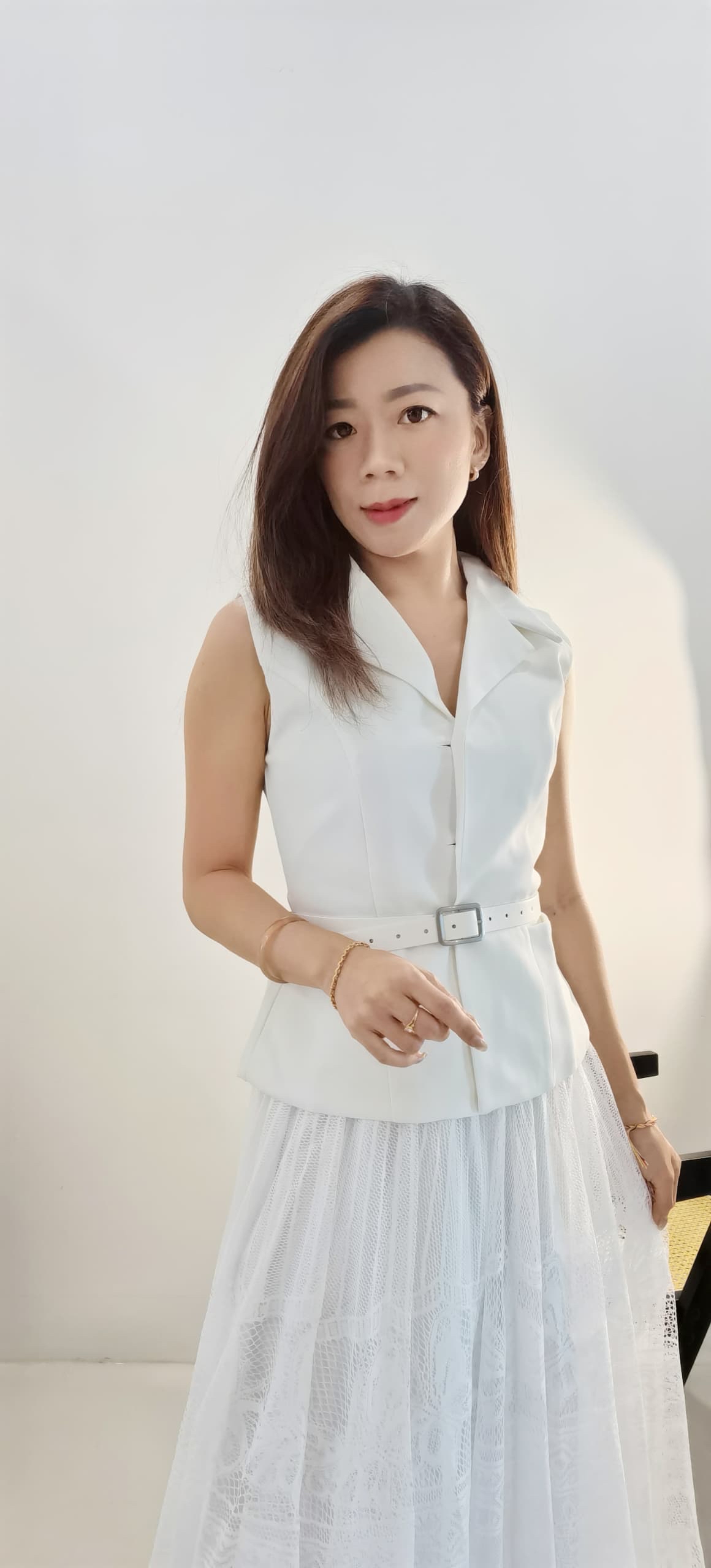 2966 PREMIUM VEST LACE DRESS SET 轻奢风Vest蕾丝半裙套装 