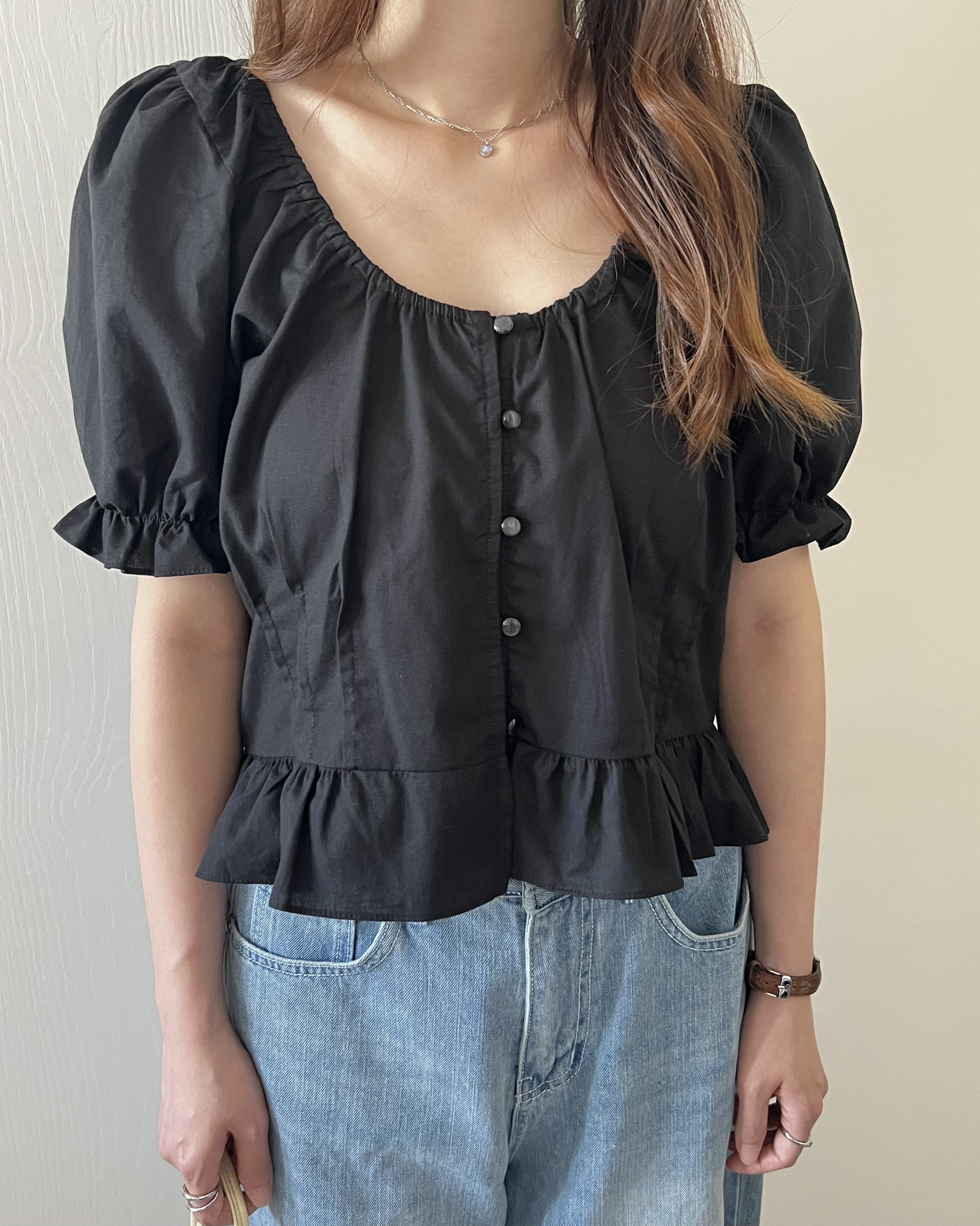 公主膊花邊短袖blouse