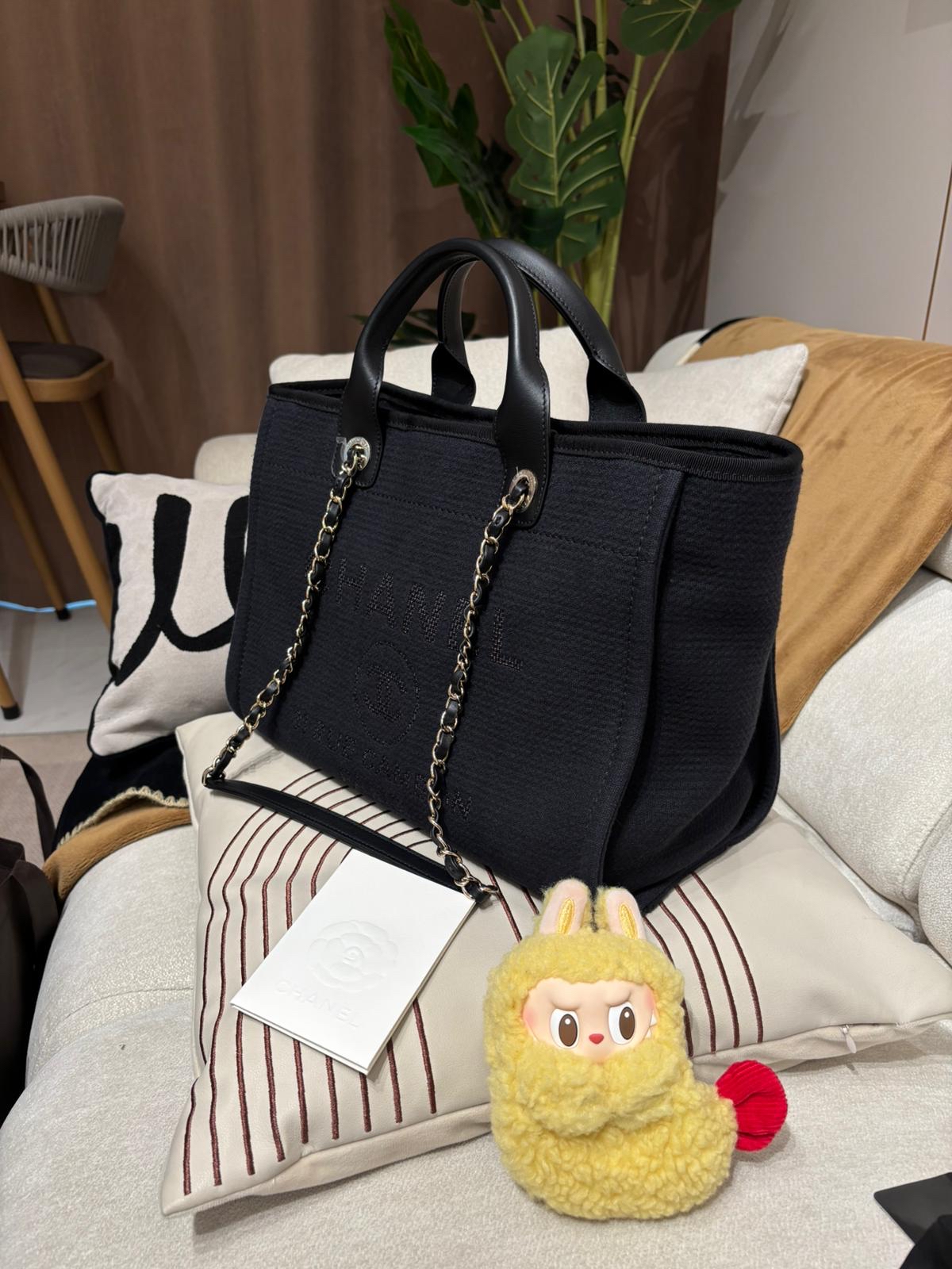 Chanel Deauville Tote Bag Black 100%Authentic, 98%New ✅專門店收據✅晶片✅Dust bag