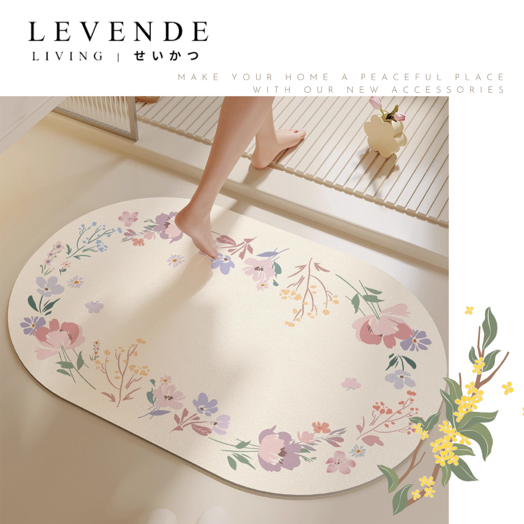 Levende繁花硅藻泥浴室地墊