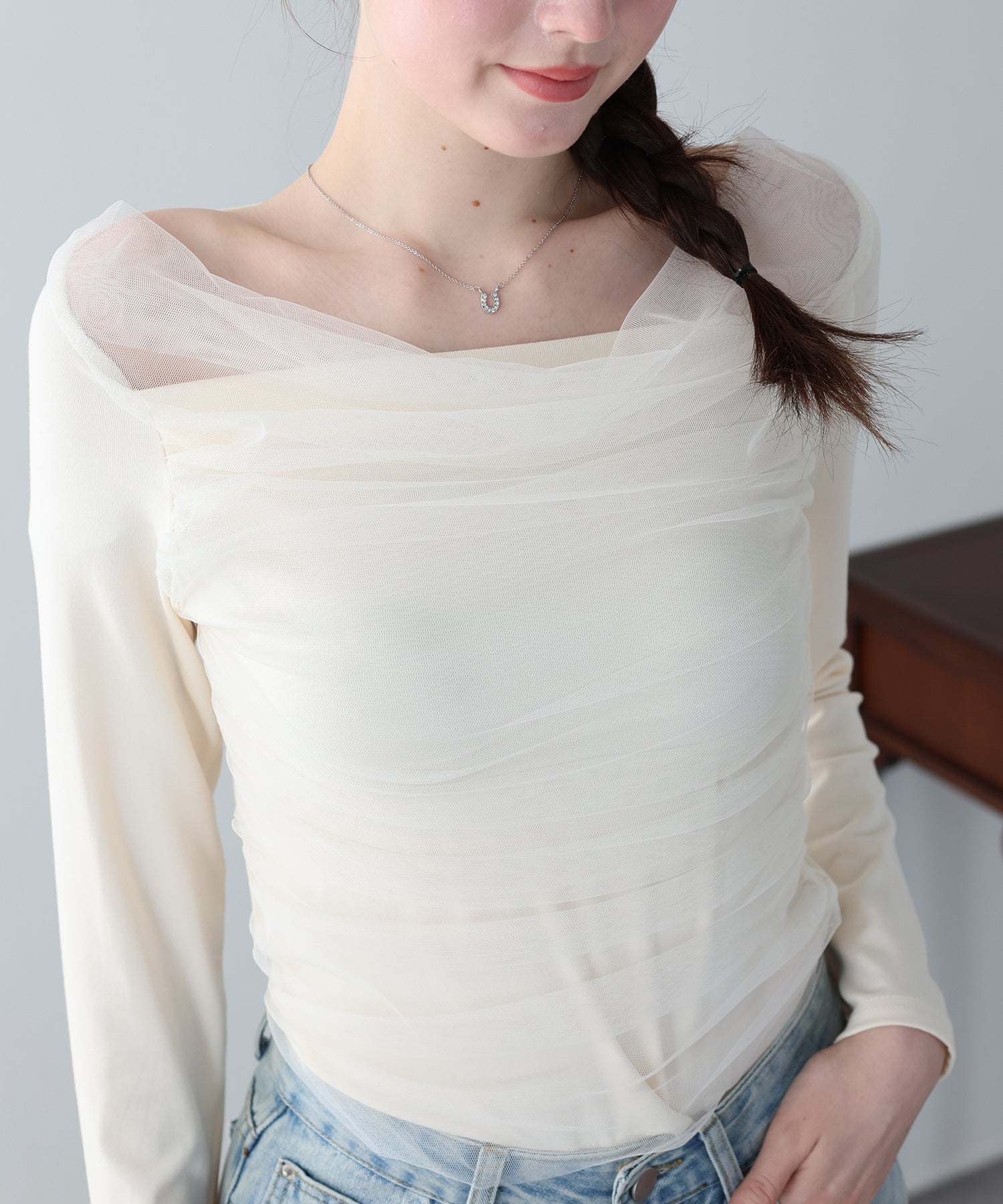 <JP> 精緻感～薄紗垂感柔軟Top * 2色入 <預購>