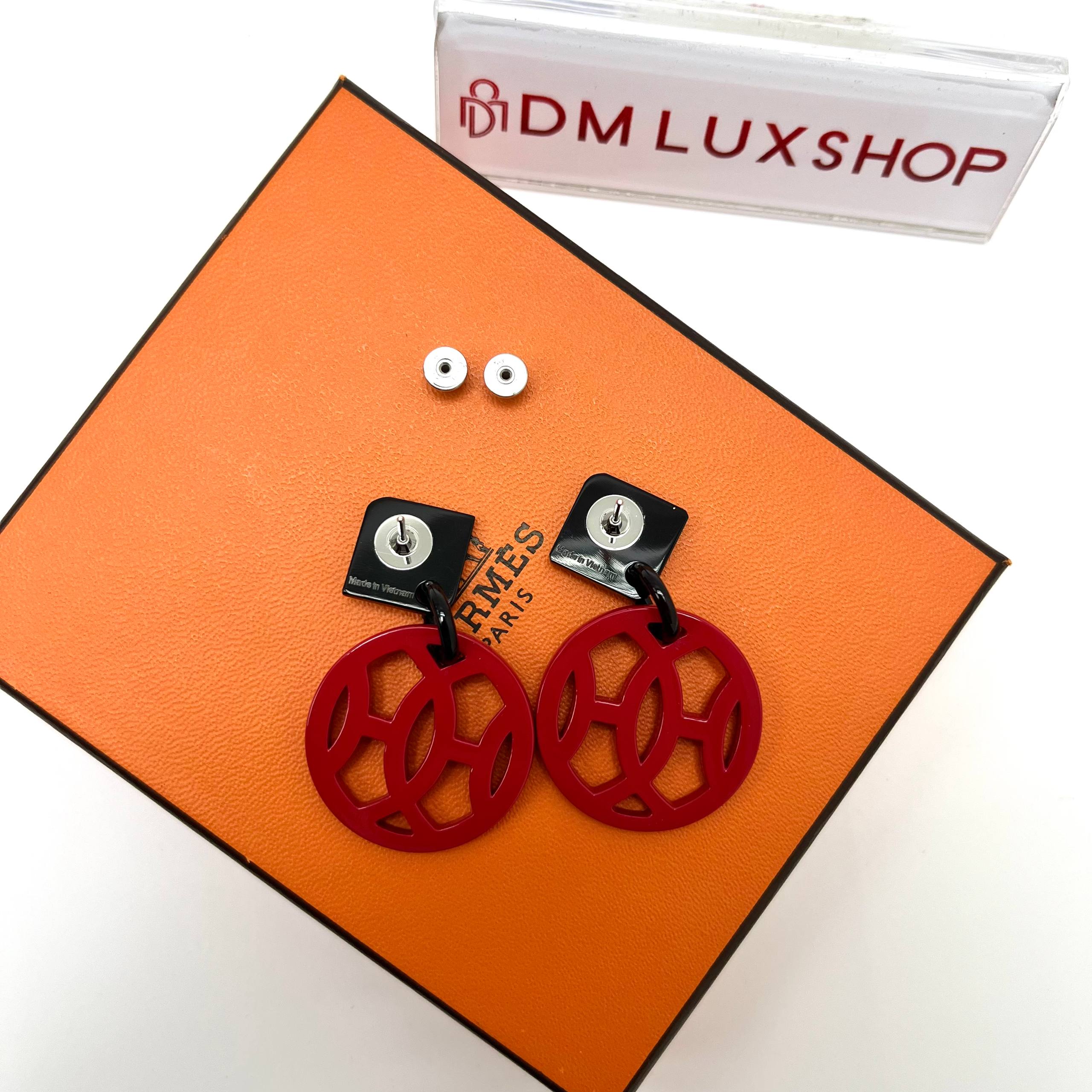 Hermes Red Hava Earrings
