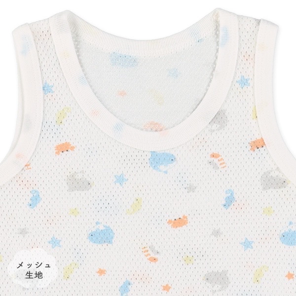 🇯🇵預訂 日本直送🇯🇵清爽材質海洋生物企鵝滿印純棉網眼背心包屁衣三件套