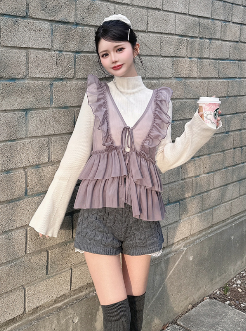 薄紗綁帶背心 [dh1312]