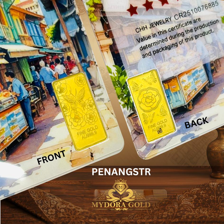 MYDORA 999.9 Gold Bar 1G Golden Landmark Series