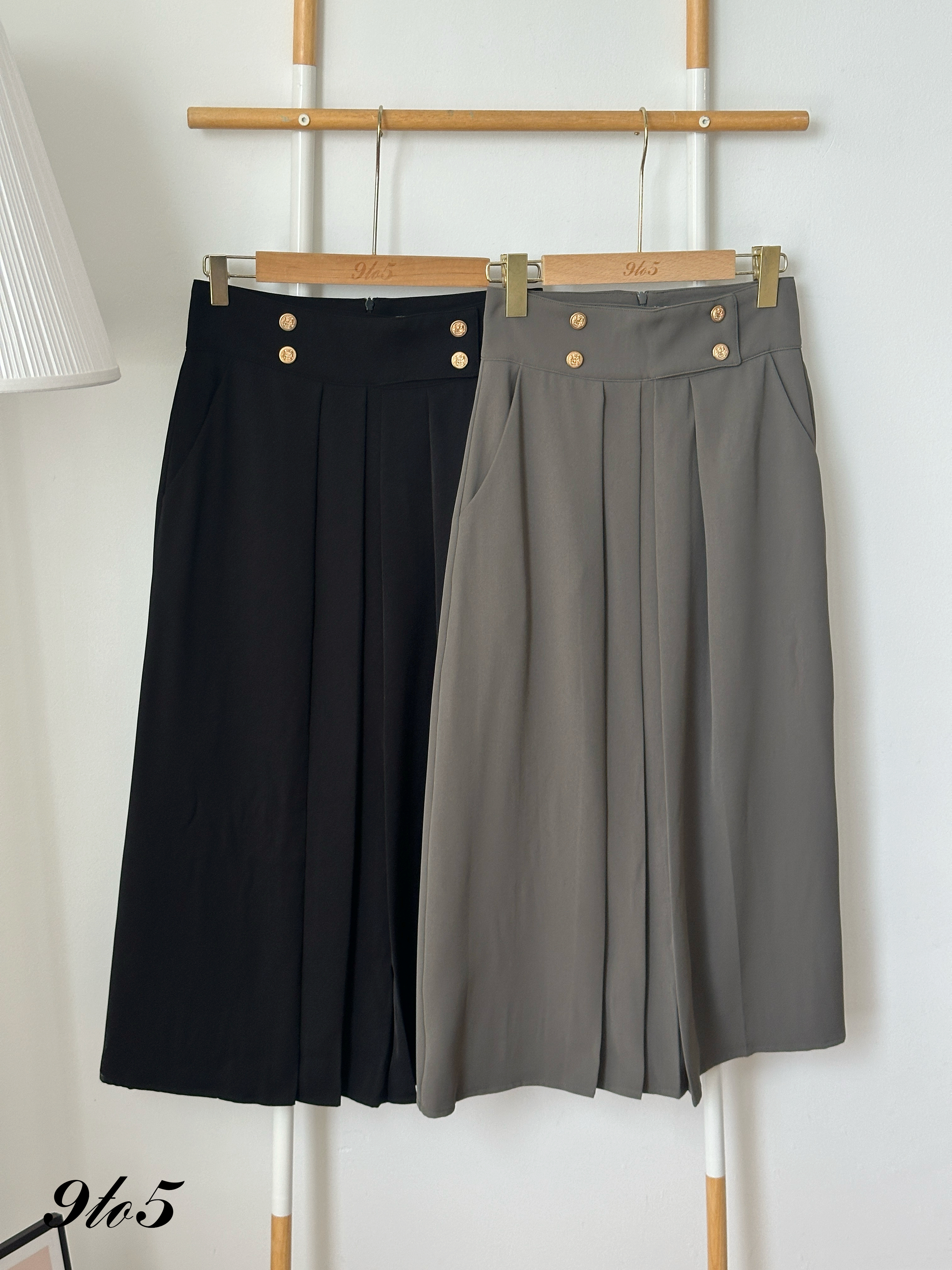 S1982 High Waisted Long Skirt - Black & Grey