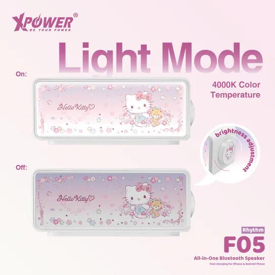 🌈XPower x Hello Kitty  Rhythm F05 無線充電+藍牙喇叭小夜燈 