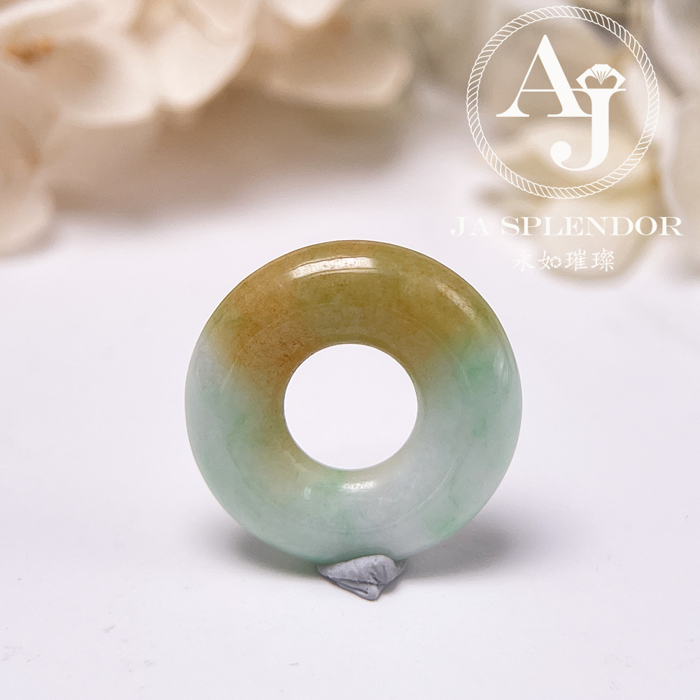 JN-3357 天然翡翠A玉 金黃半山半水甜甜圈