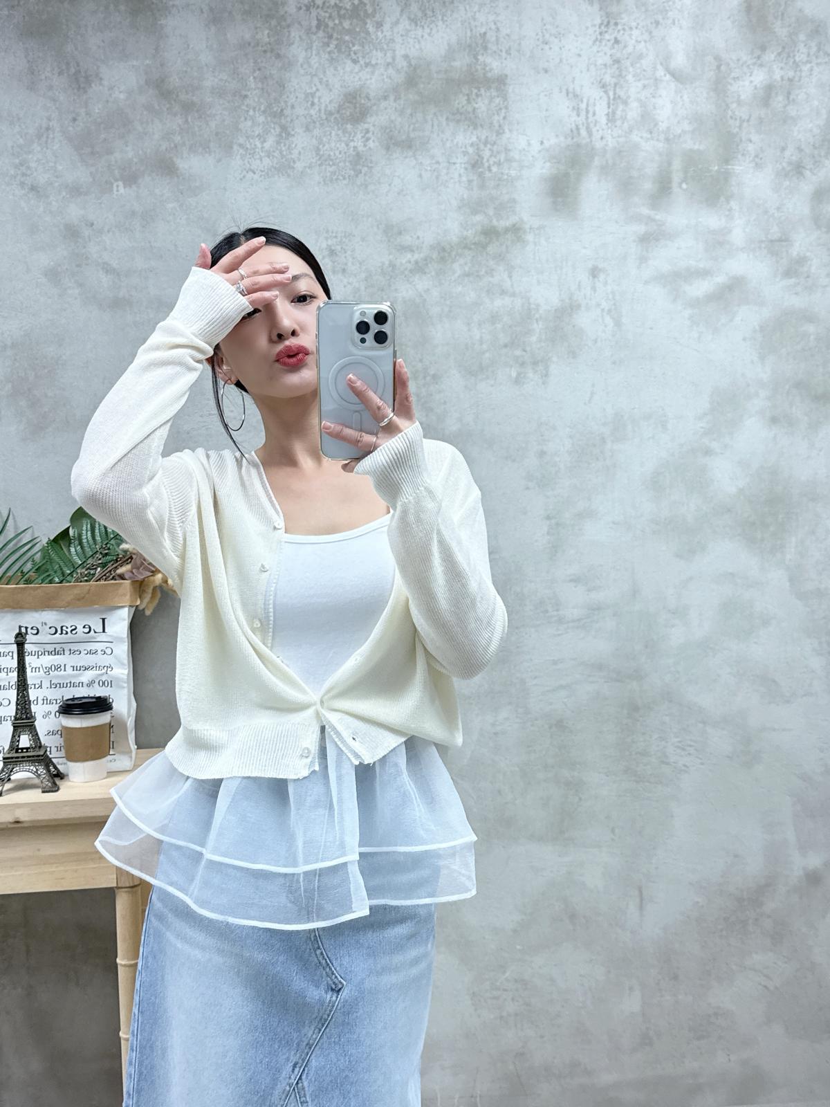 D19 半透紗邊線外套