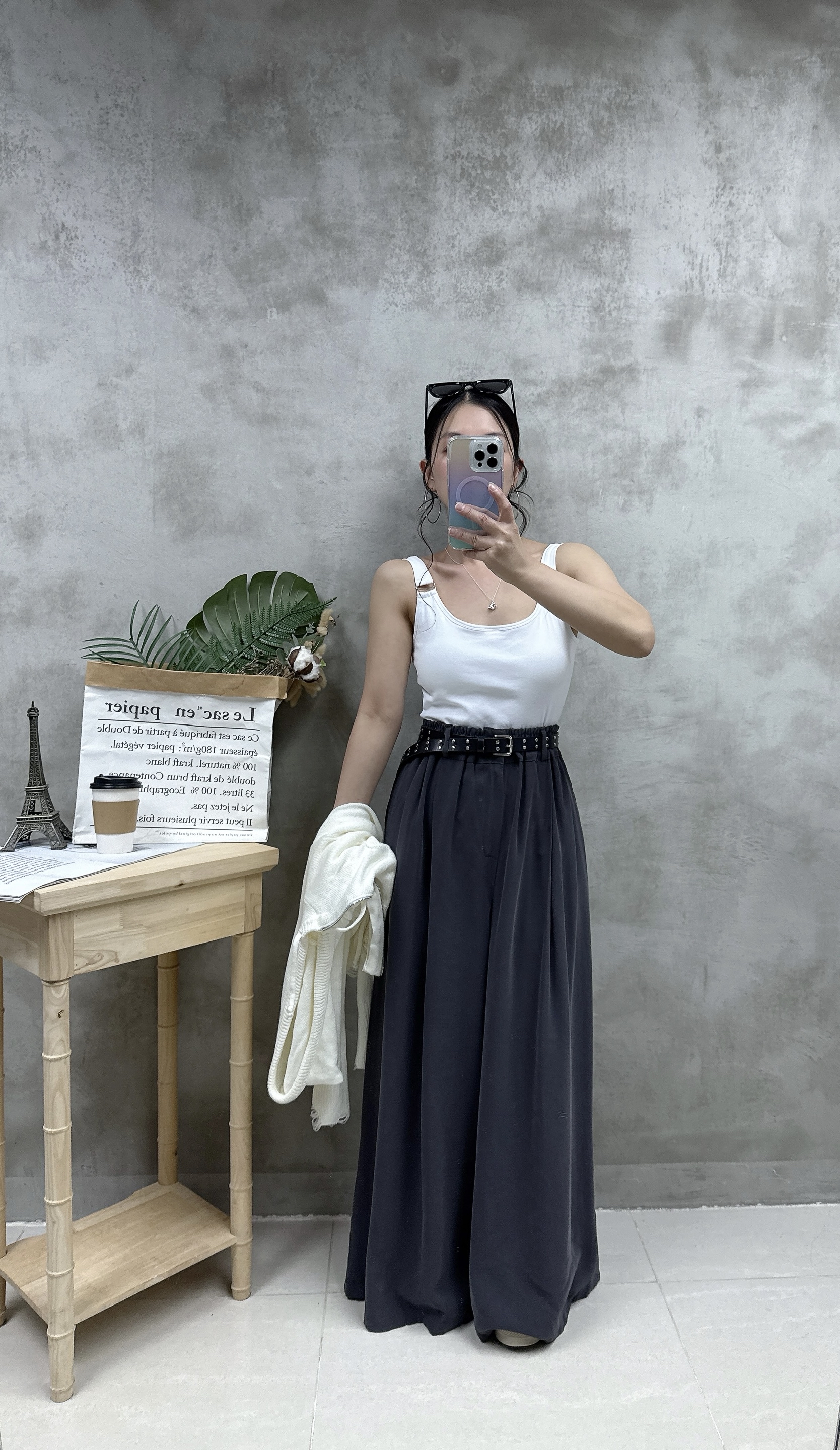 B06 銀扣方領長Bra top