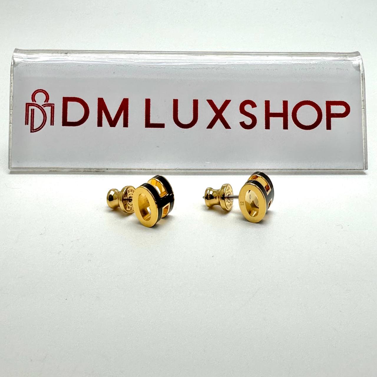 Hermes Black Mini Pop H Earrings GHW