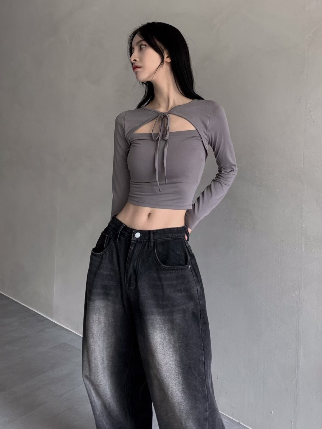 已售罄❌ Model自留！韓國小性感胸前綁帶假兩件