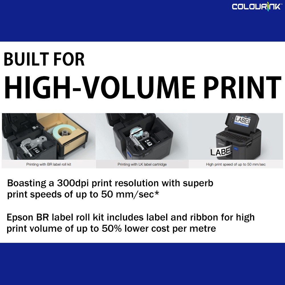 Epson LabelWorks LW-Z5010BA up to 50mm Bulk Roll Industrial Label Sticker LW-1000P PT-P900w PT-P950NW PT-H110 D210 H110