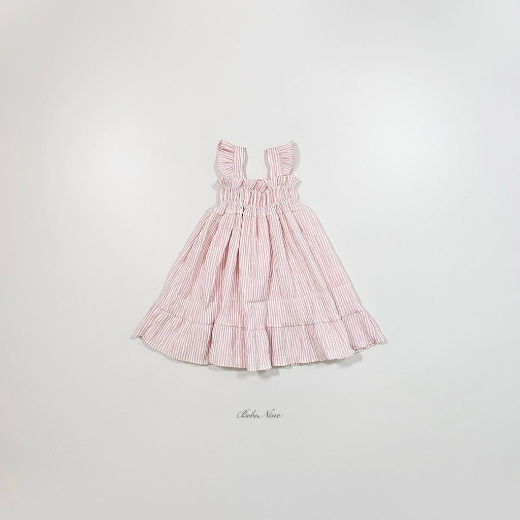 ☀️預訂 韓國直送☀️🇰🇷Bebenine兩色條紋荷葉邊吊帶連身裙