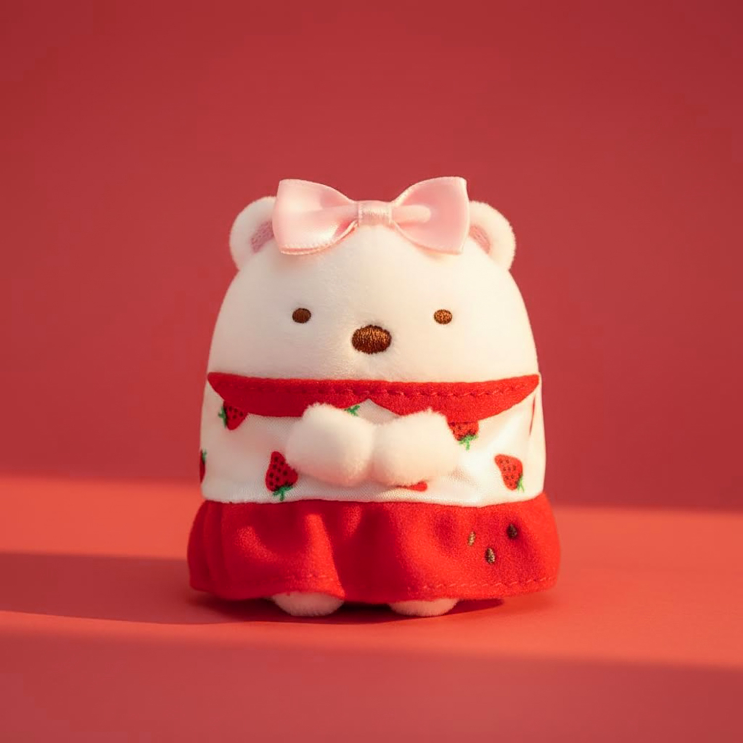 角落生物 - 草莓系列手玉公仔 (白熊款)