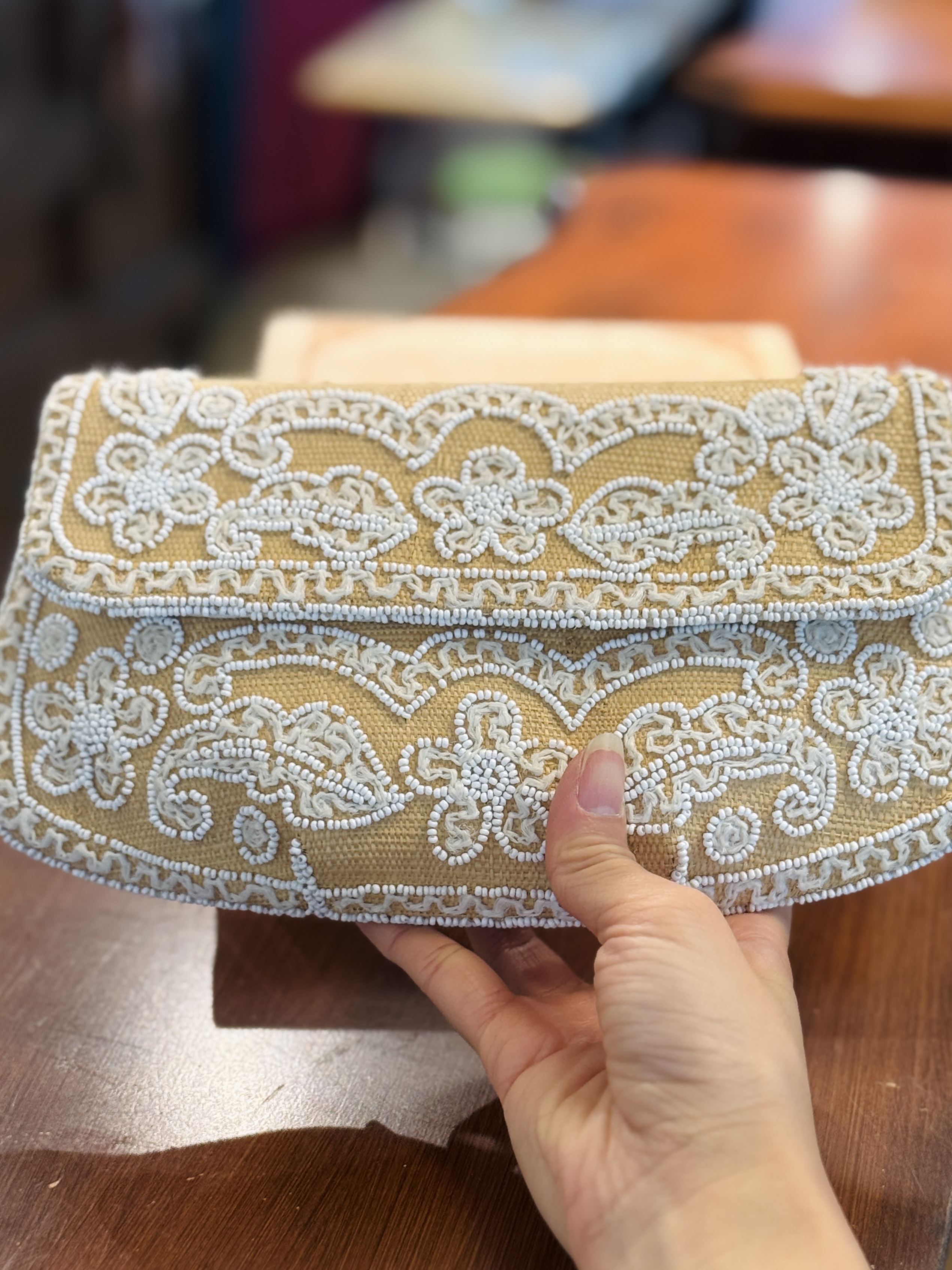 Rare! C.a. 1950s Birks Made in France Beaded Summer Clutch (MT2502)