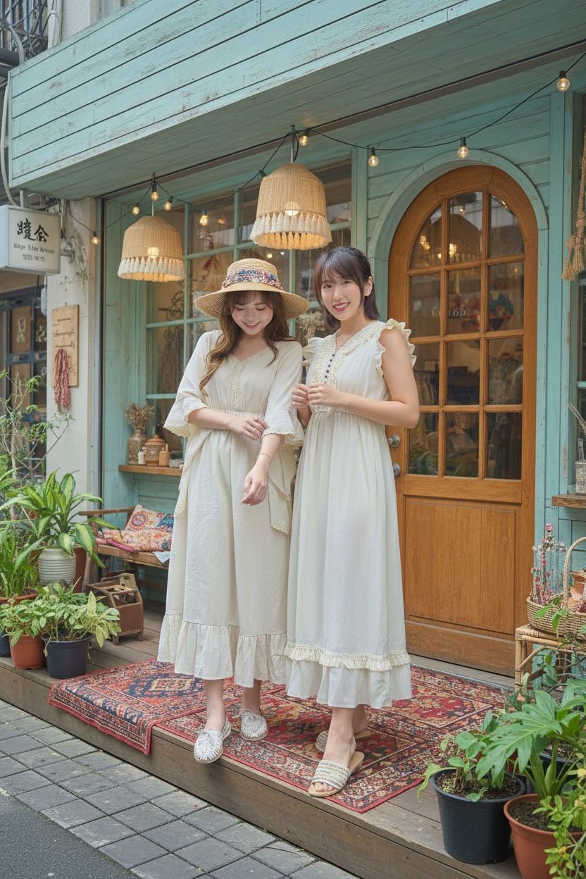 2072 Beige Boho with wooden button Soso Sleeveless OP