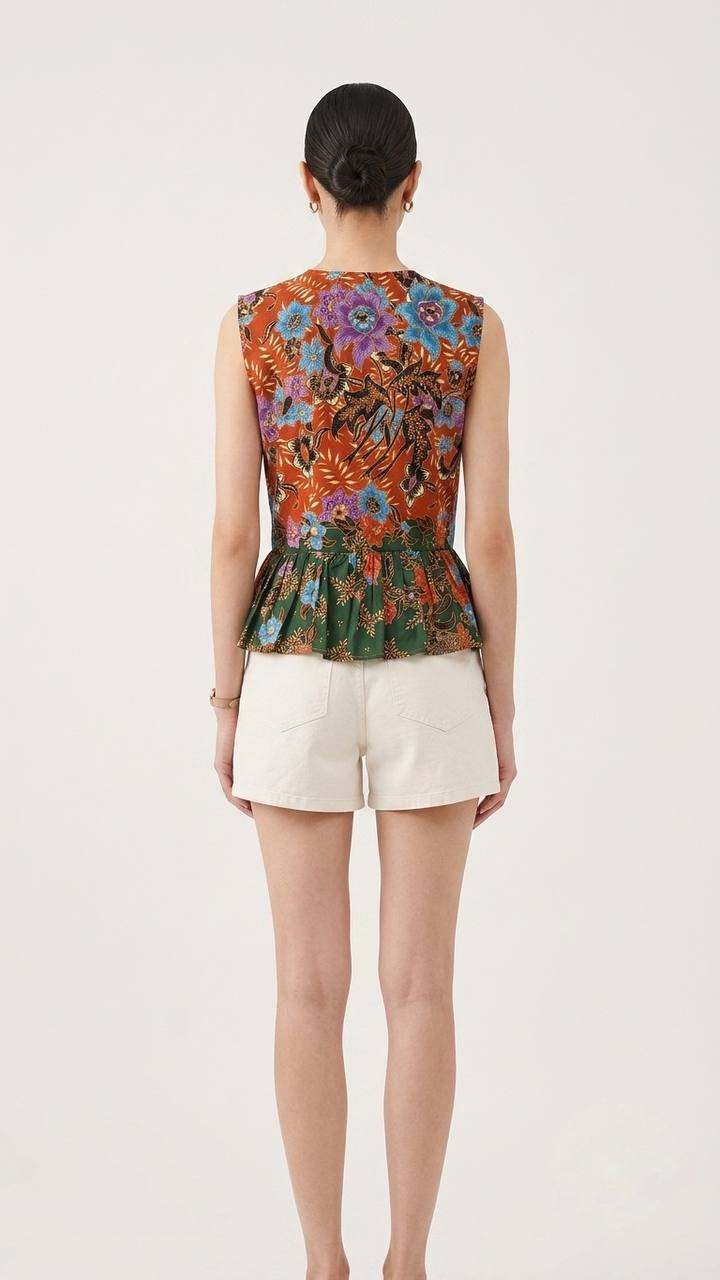 T2768 - Mekar Delima Peplum Batik Top 