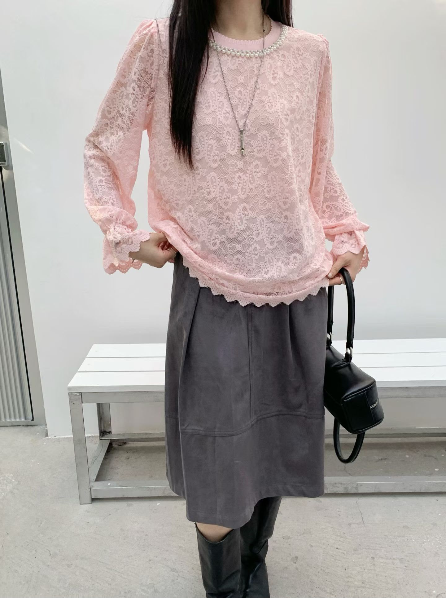 珠珠領蕾絲top(40~43寸胸/25寸長)