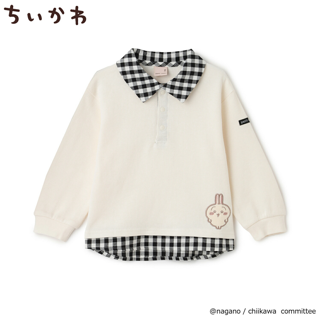 🇯🇵預訂 日本直送🇯🇵 Petit Main x Chiikawa系列兩色人物刺繡貼花企領長袖上衣