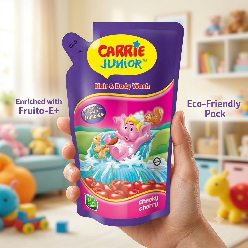 Carrie Junior Baby Hair & Body Wash Refill Pack - 500g - C. CHERRY