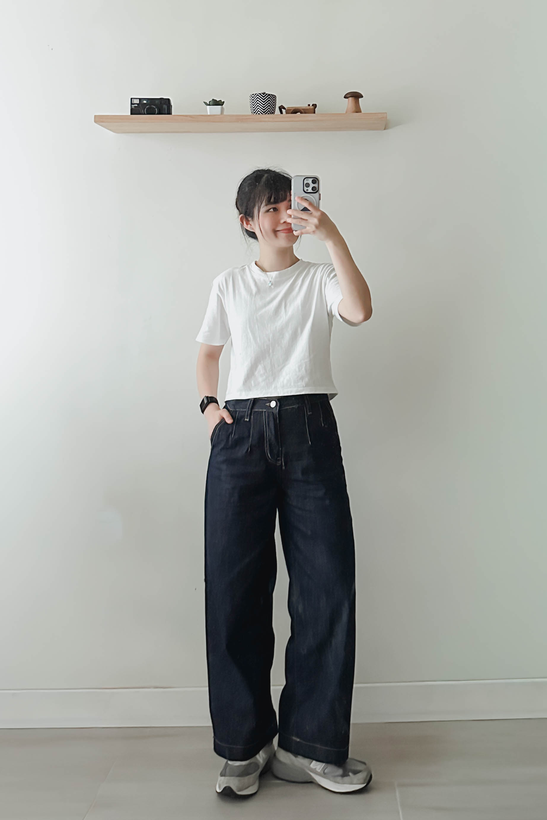 後開衩微寬鬆Crop Top (兩色入)