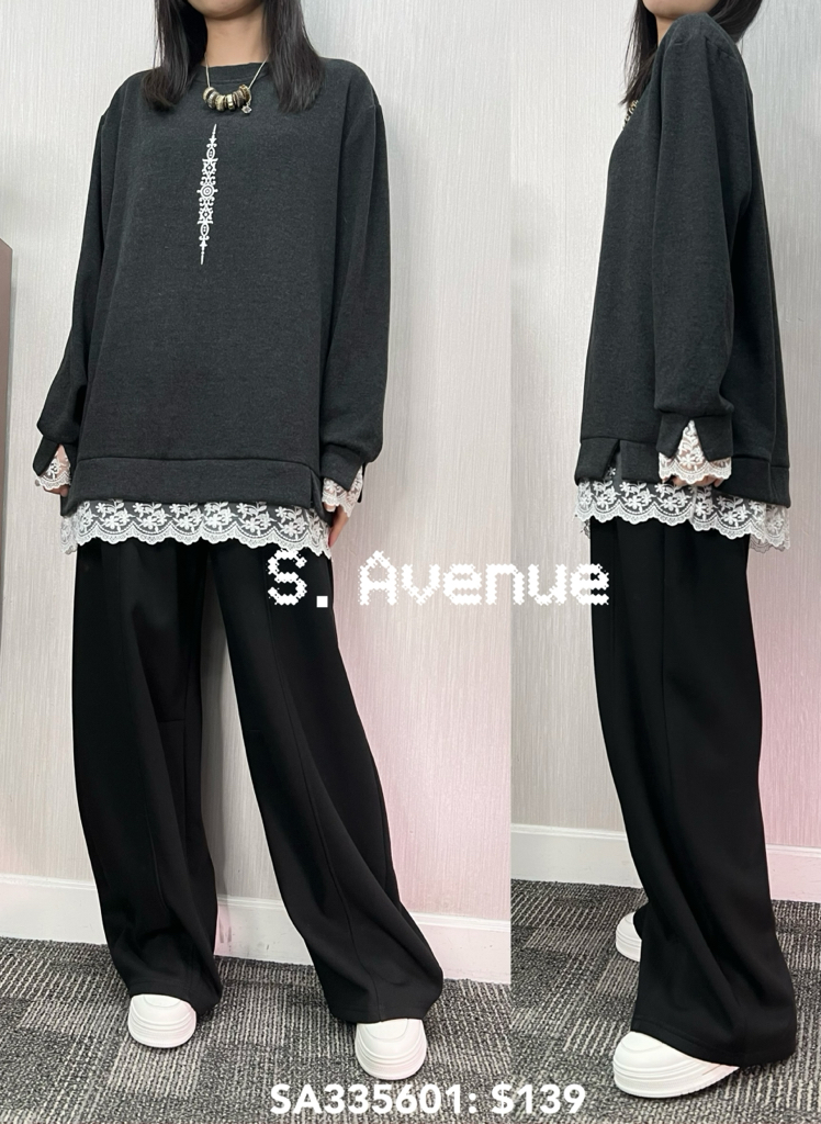 SA335601: 長袖衫腳和袖拼lace長衫