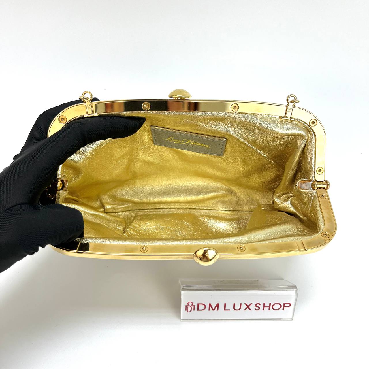  LV Monogram Satin Aumoniere Evening Clutch GHW