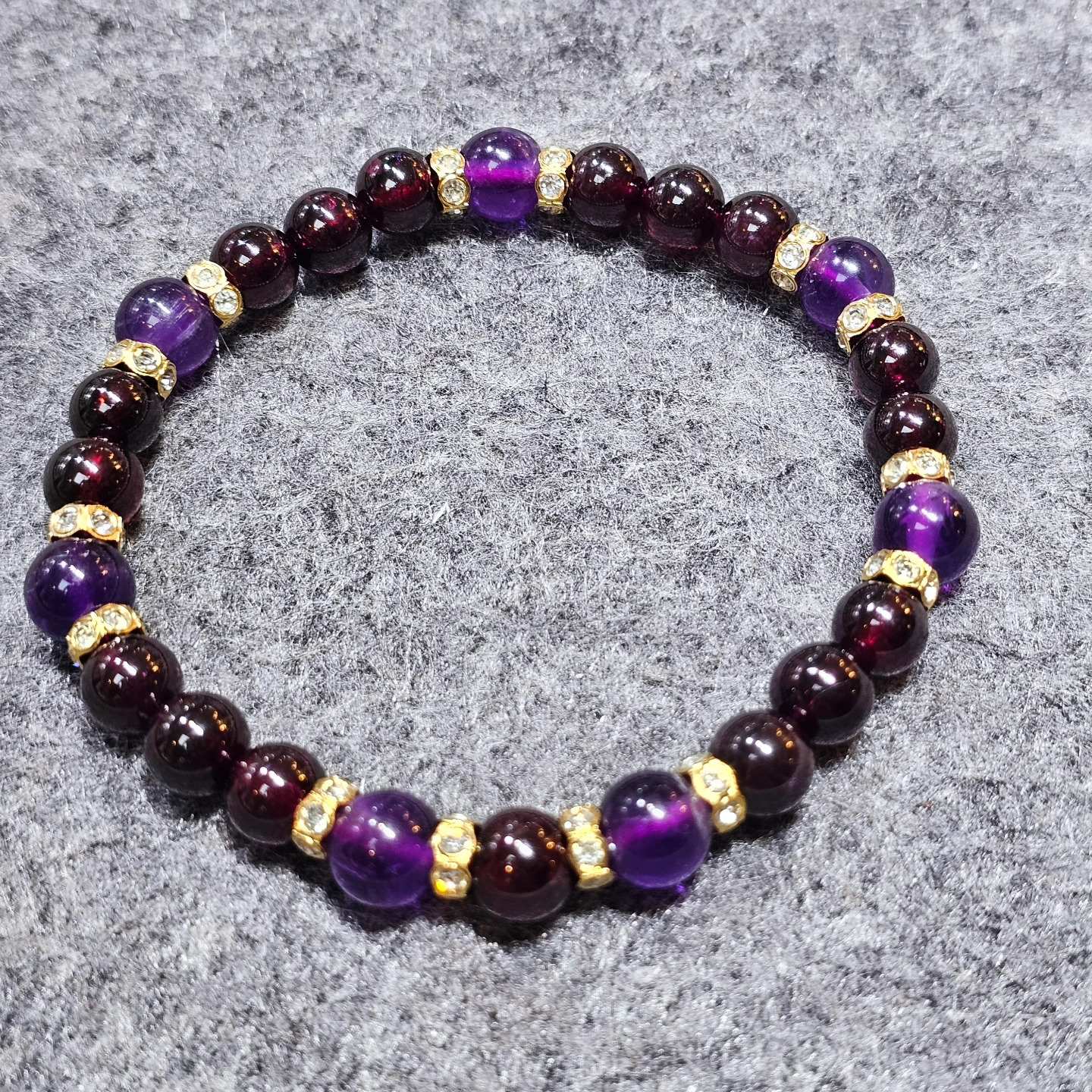 石榴石紫水晶鑽石圈手鏈