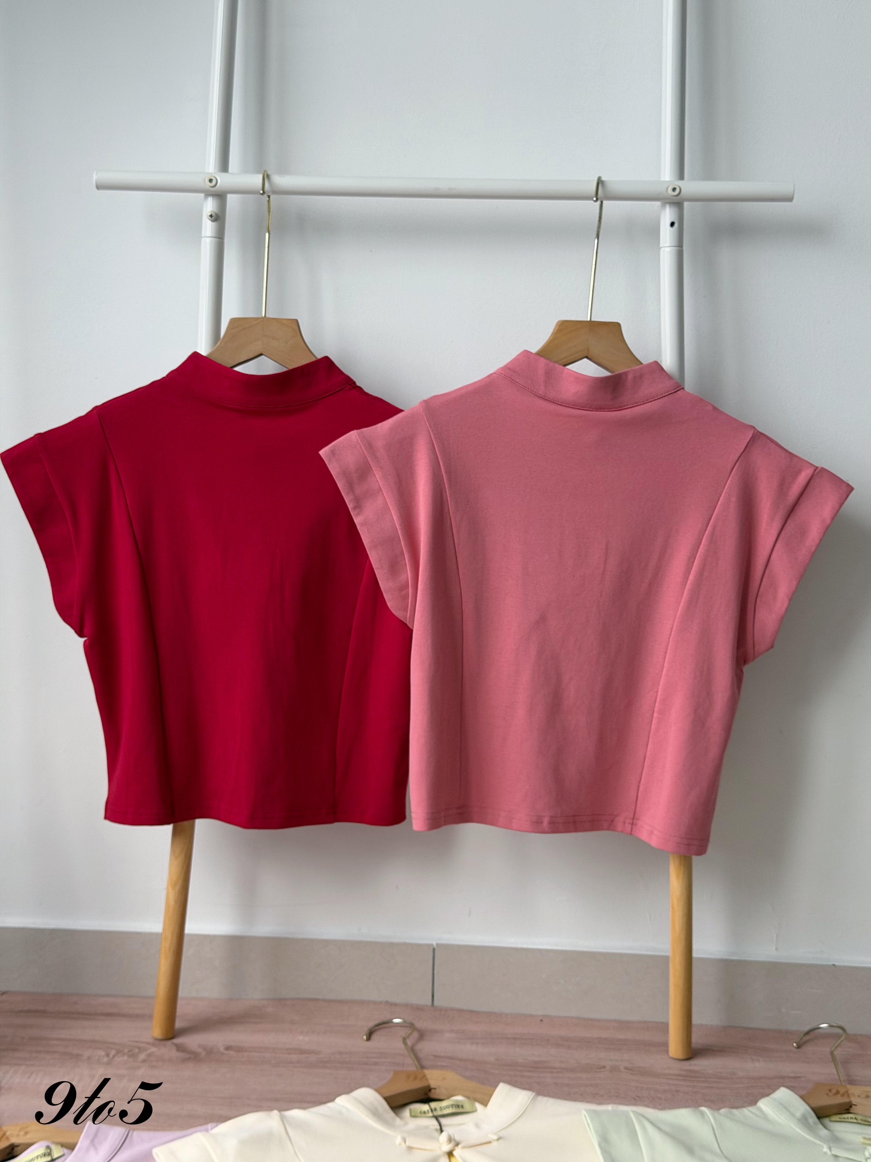T4486 Cape Sleeve Candy Cheongsam Top - 5 Colors 