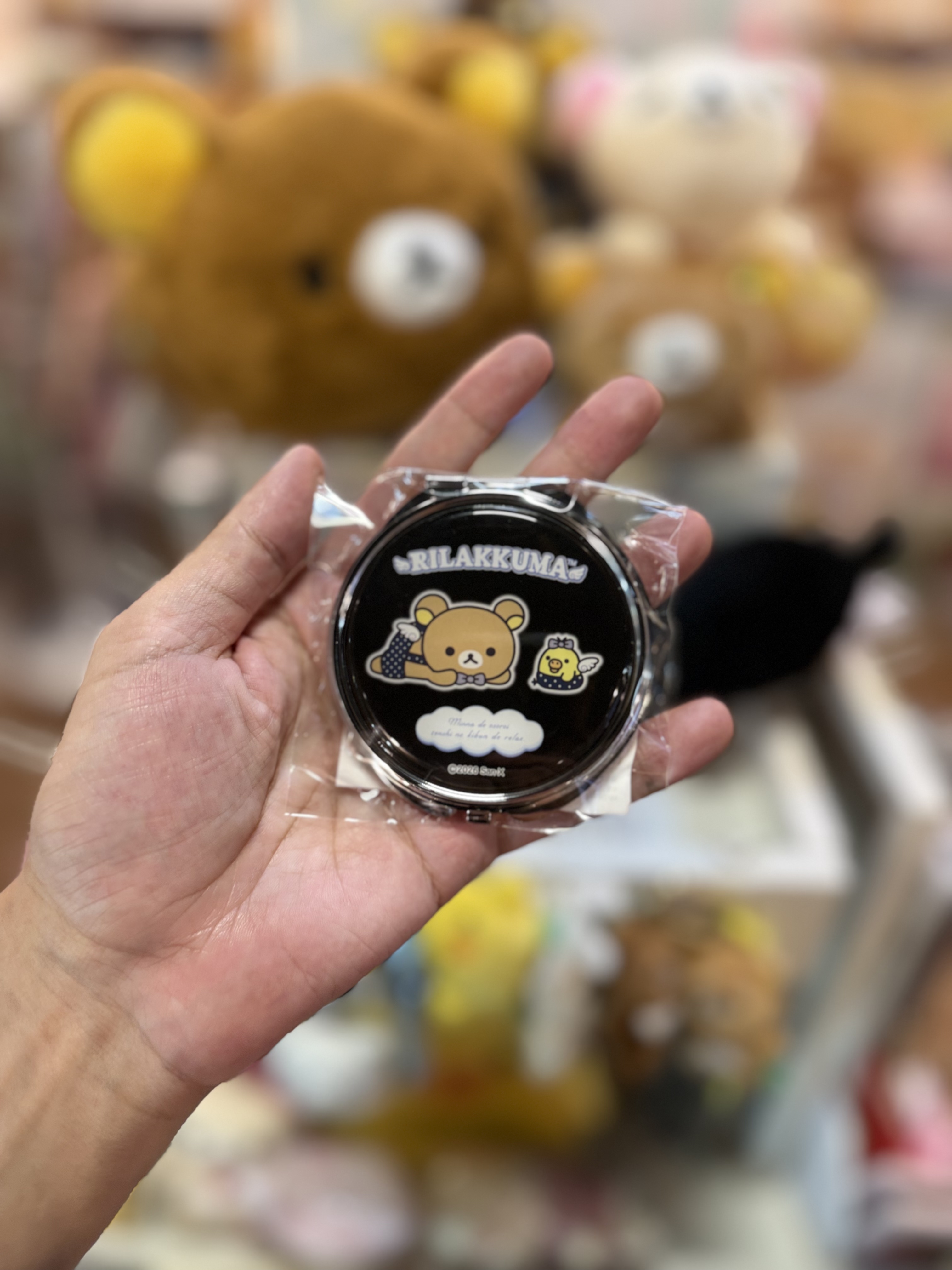 《現貨》全新Rilakkuma 黑白波點天使系列圓型小摺鏡