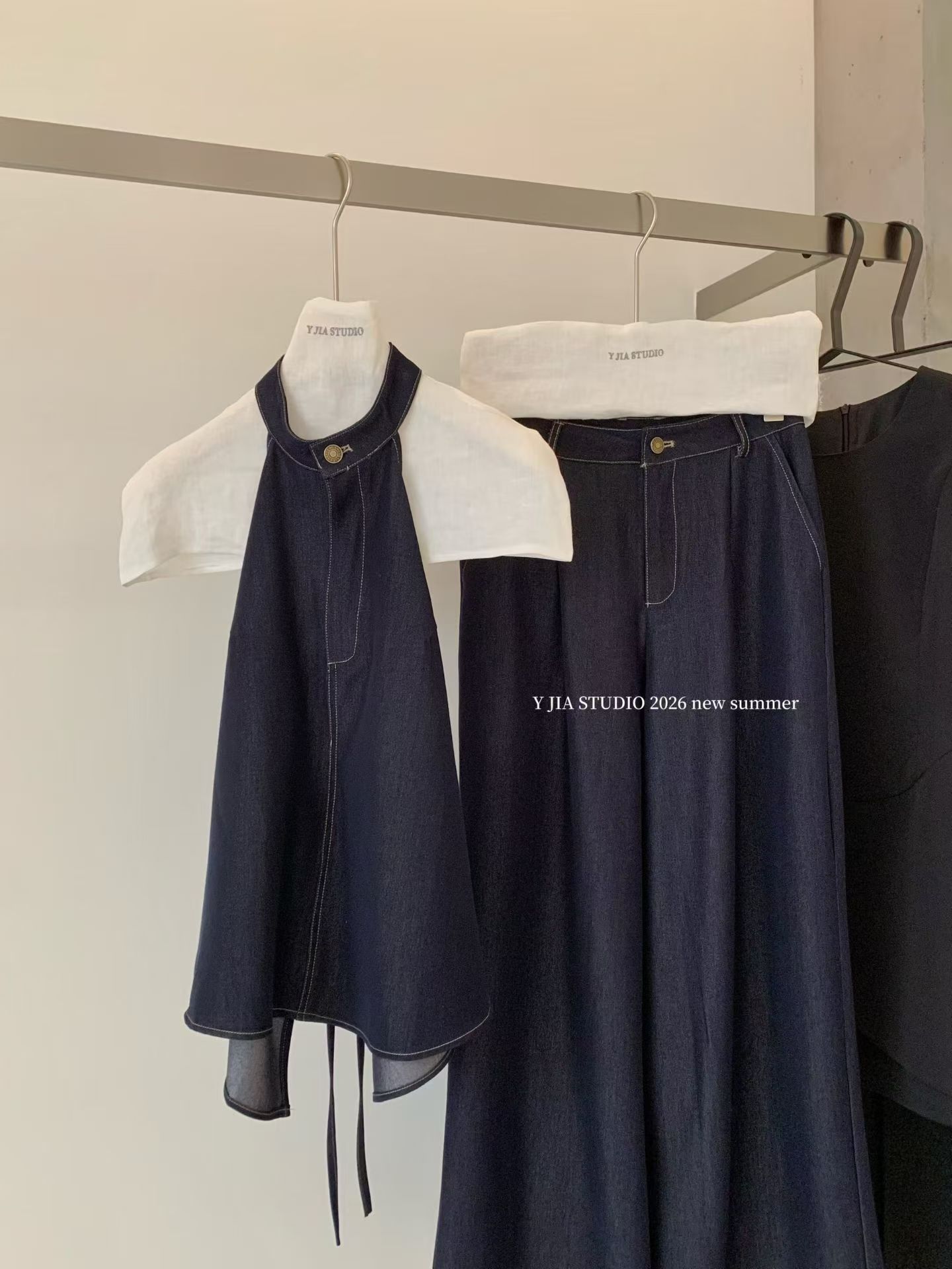 1827 Halter Backless Denim Set 挂脖露背牛仔套装