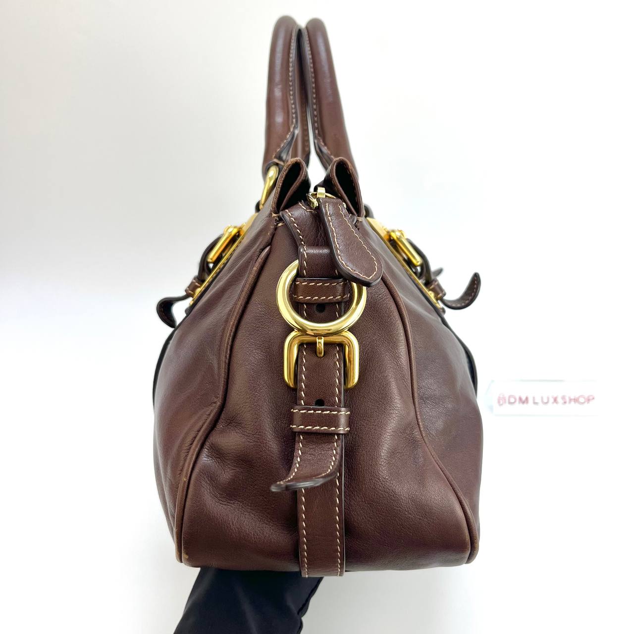 Prada Brown Leather Tote Bag GHW