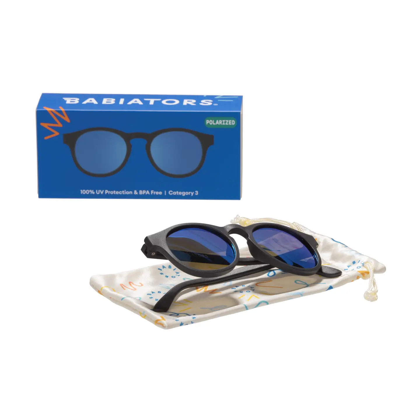 Jet Black w/ Cobalt Blue Lens Polarized Keyhole Sunglasses