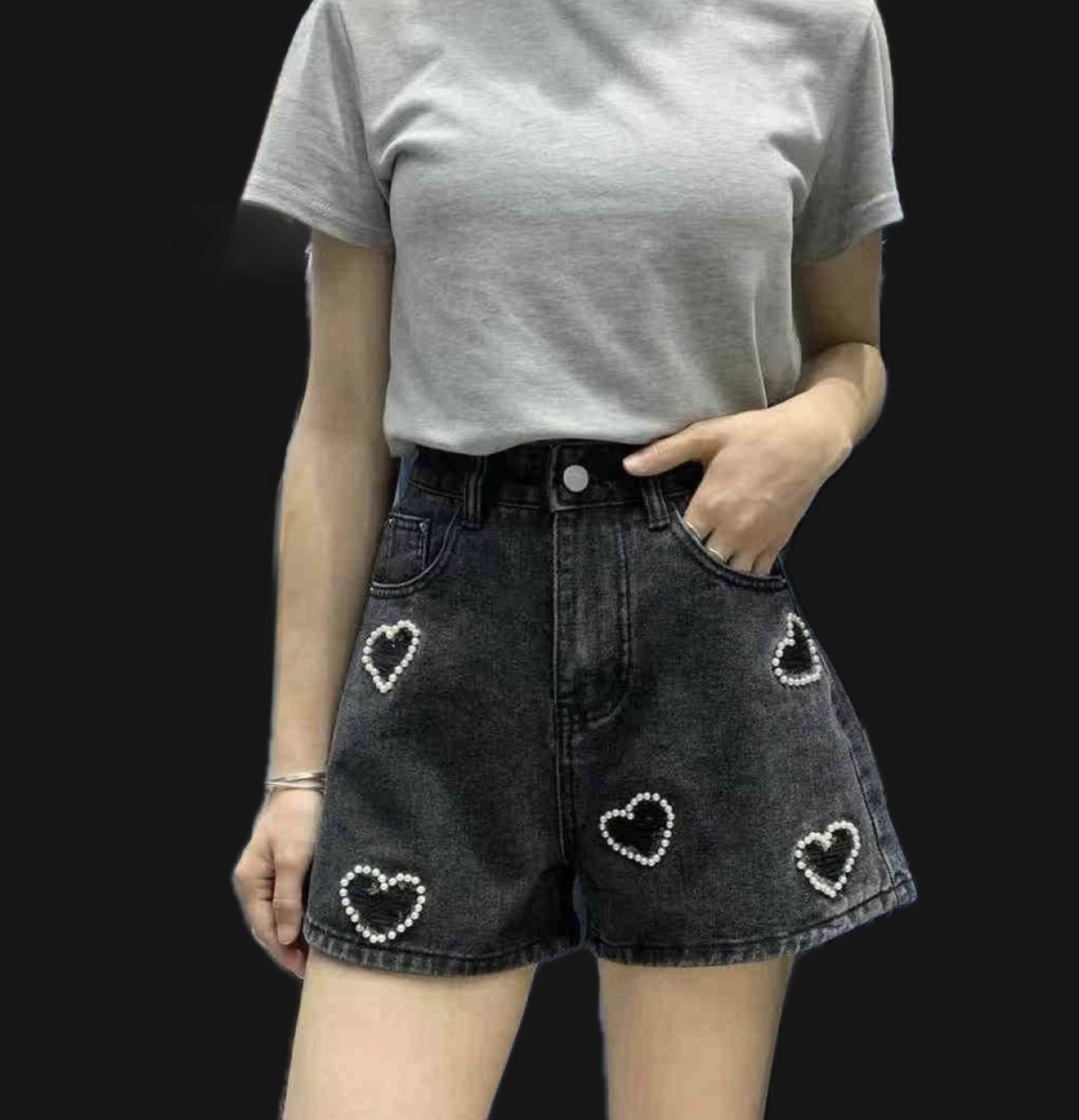 J211可爱心形短裤