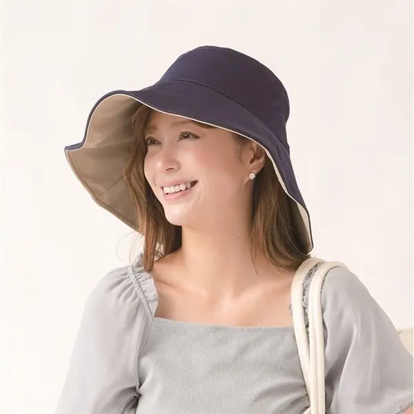 現貨🌸日本直送 |日本抗UV 雙面可折疊防曬帽/太陽帽/漁夫帽（藍色）
