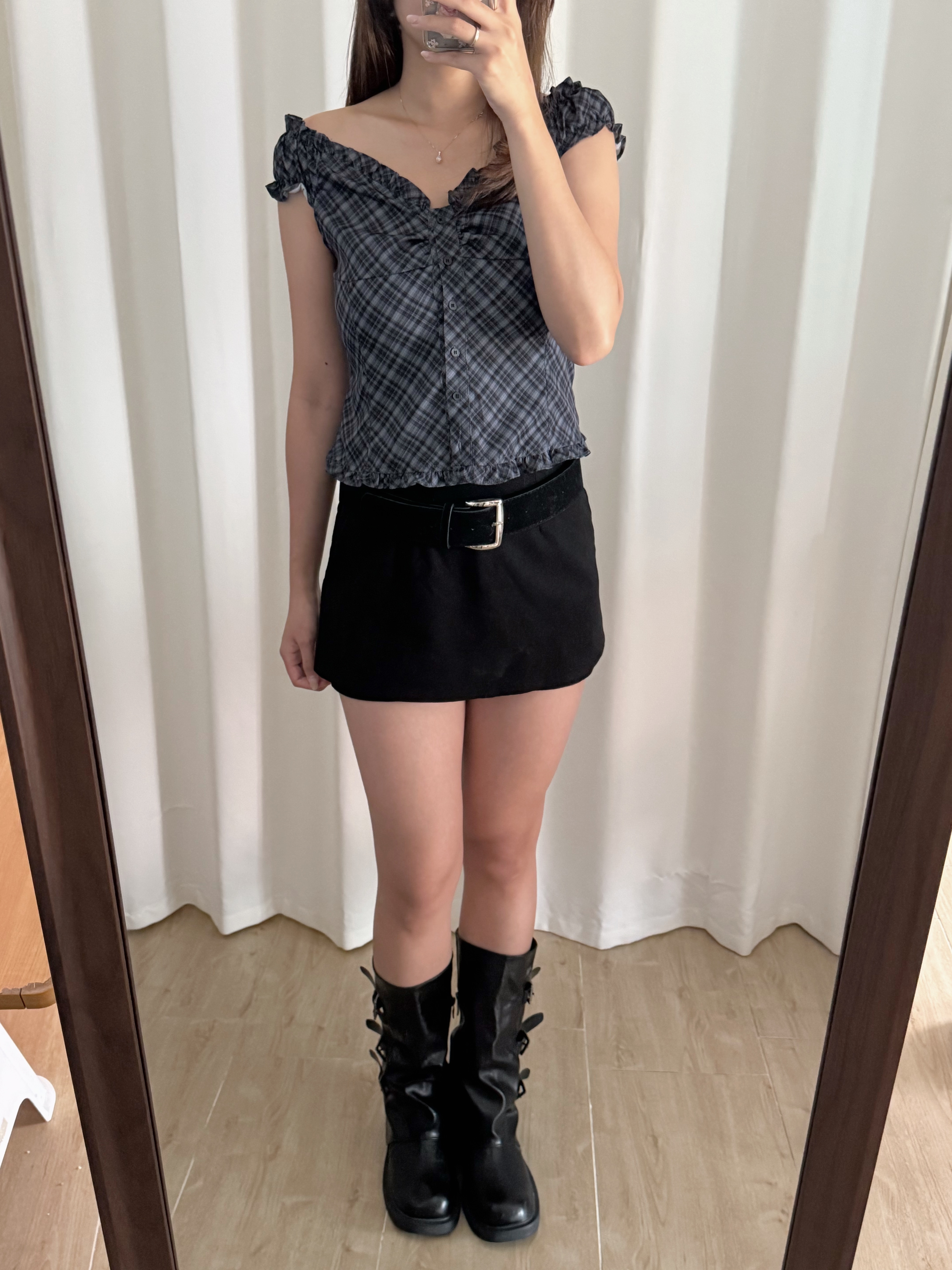 2-ways復古菱格短袖上衣(兩色入)