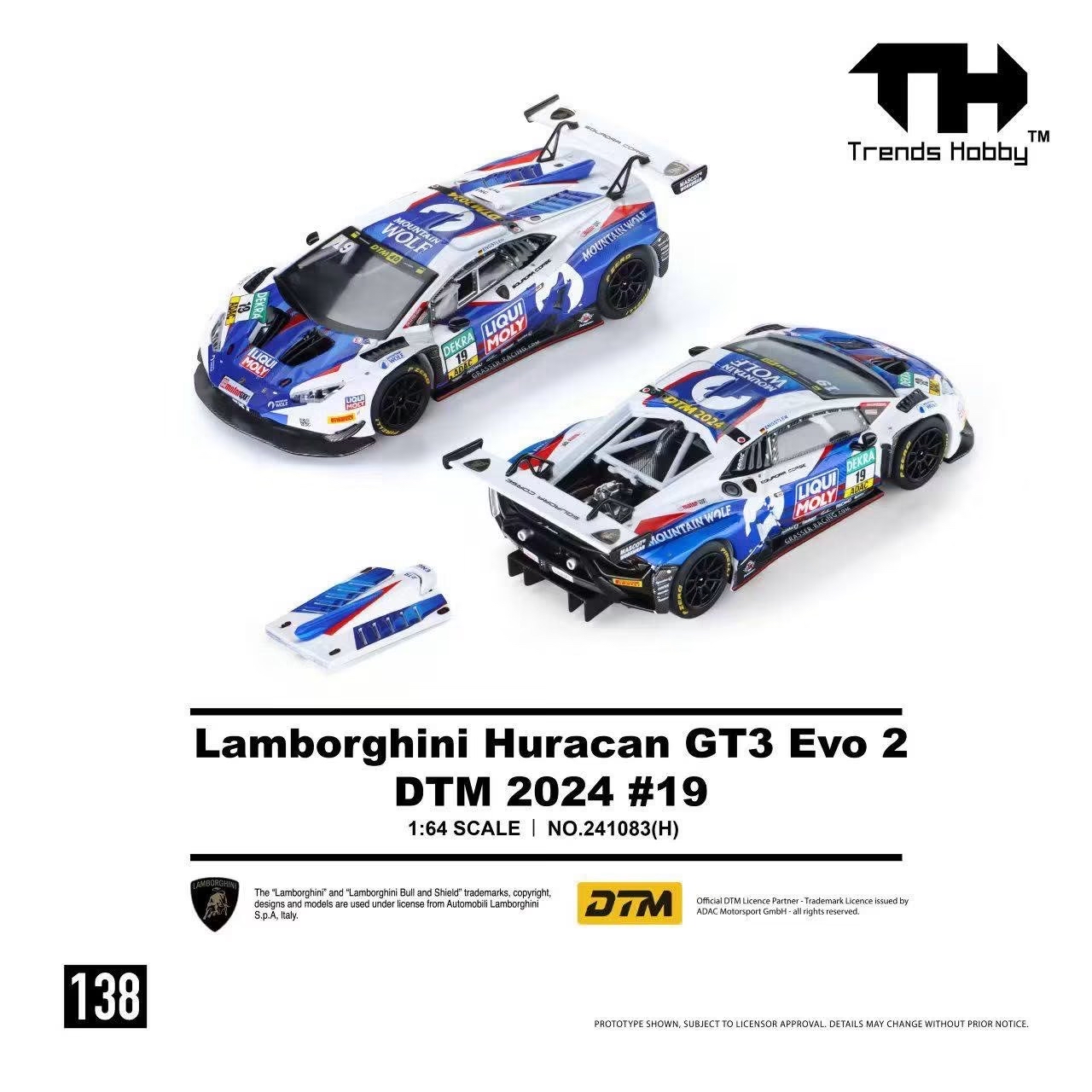 (預訂 Pre Order) Trend Hobby (241083(H)) 1/64 - Lamborghini Huracan GT3 EVO2 - DTM 2024 #19