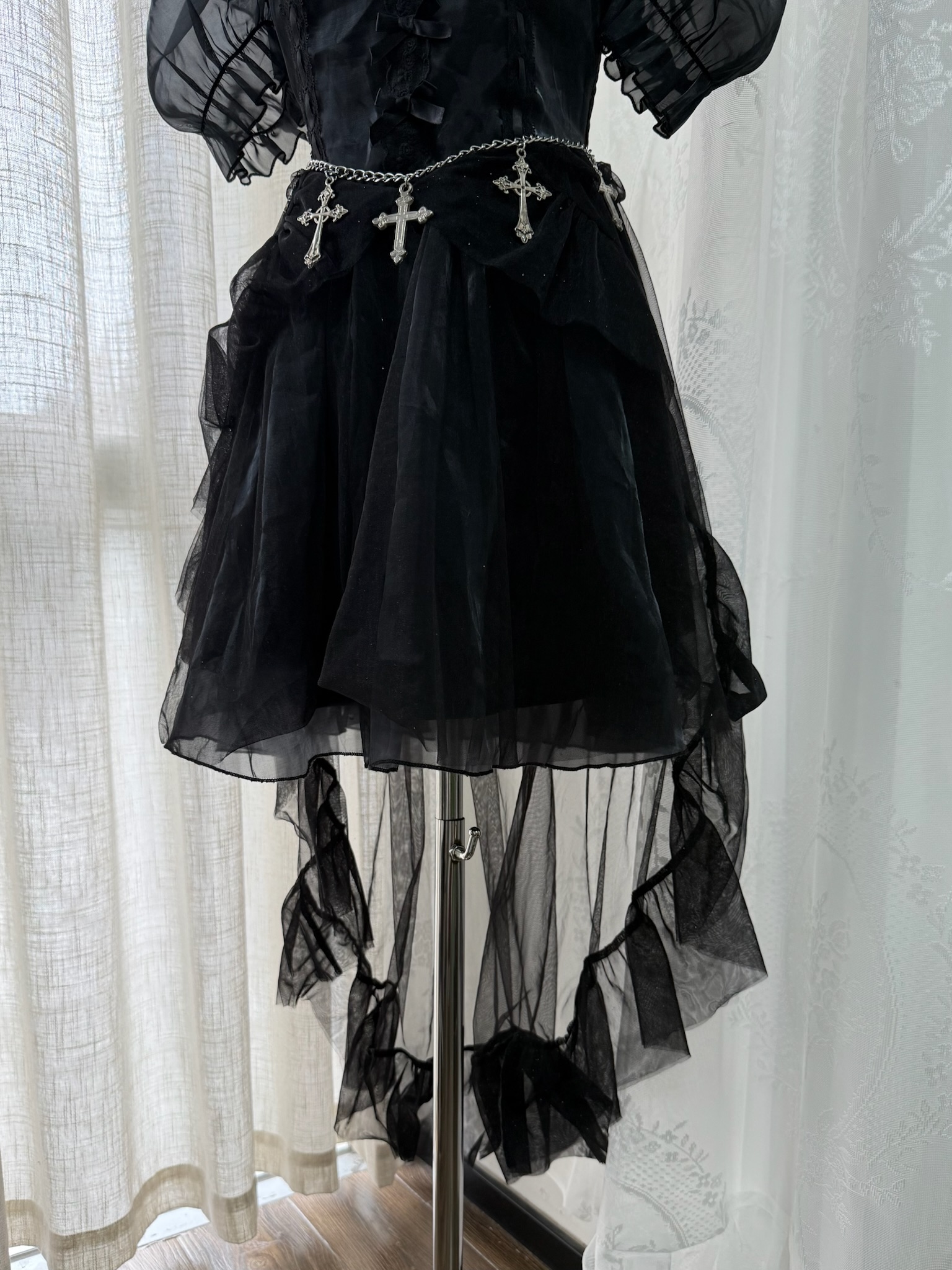 Punk Gothic Grace Halter Off-Shoulder Dress