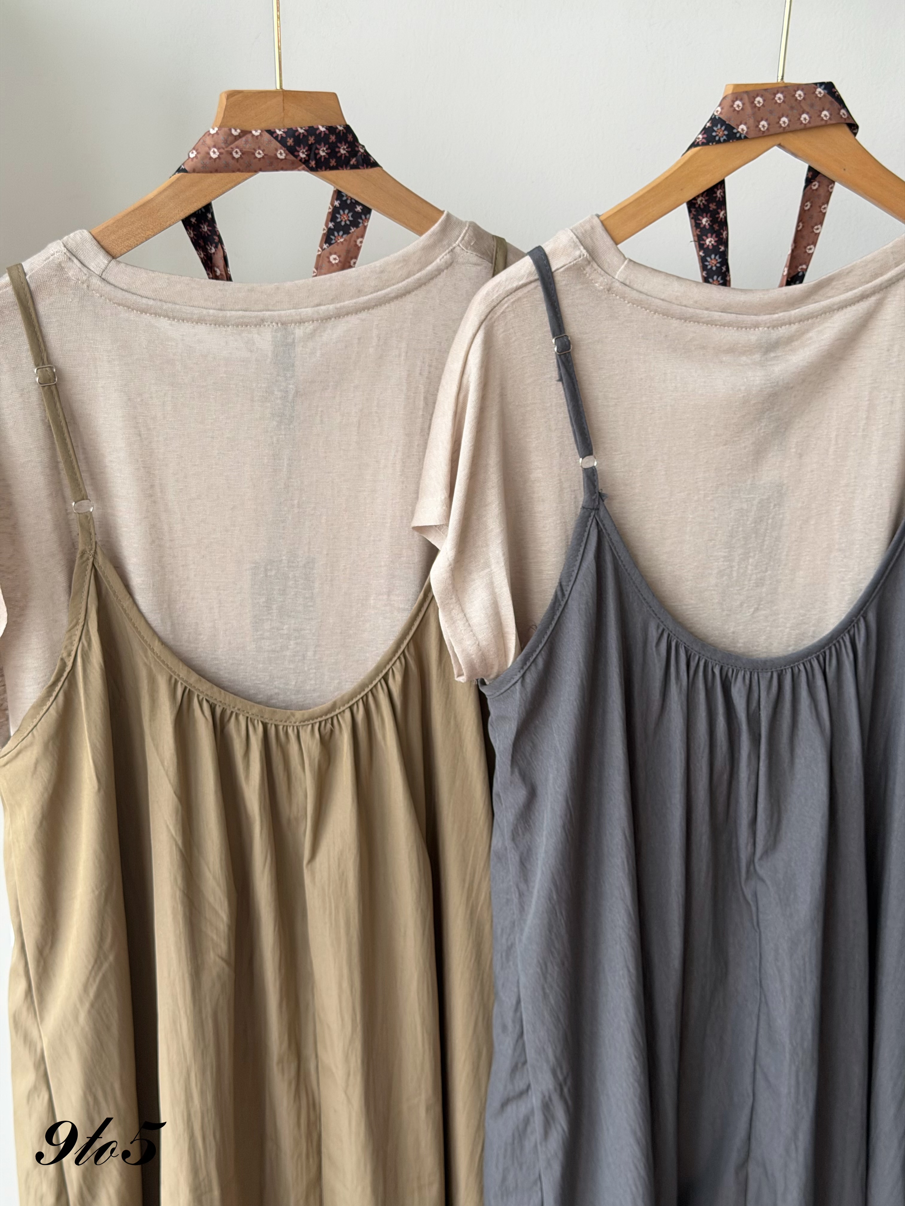 D2374 Tiered Camisole Dress Matching Set - 3 Colors